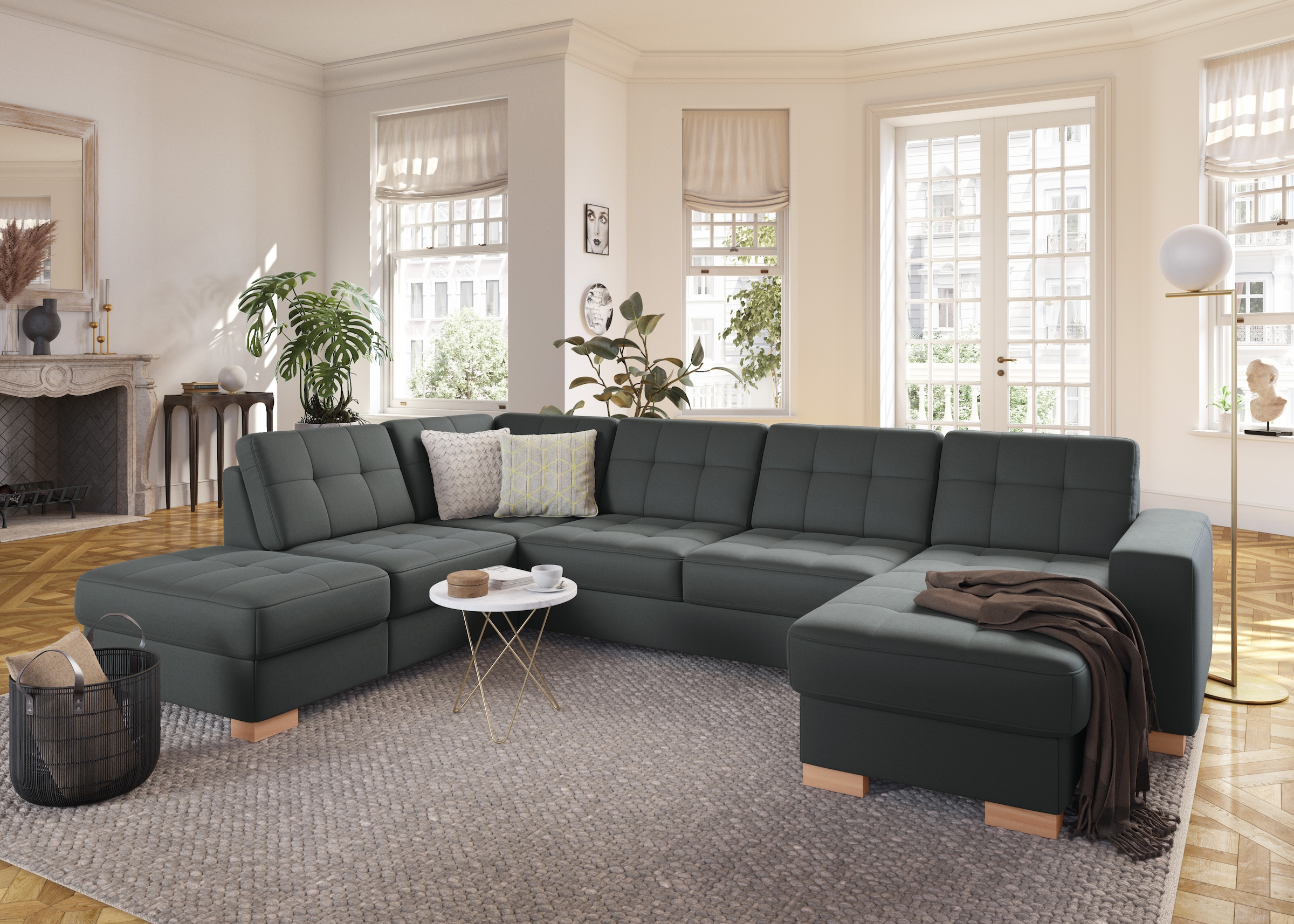 sit&more Wohnlandschaft »Quincy U-Form«, wahlweise mit Bettfunktion und Bettkasten