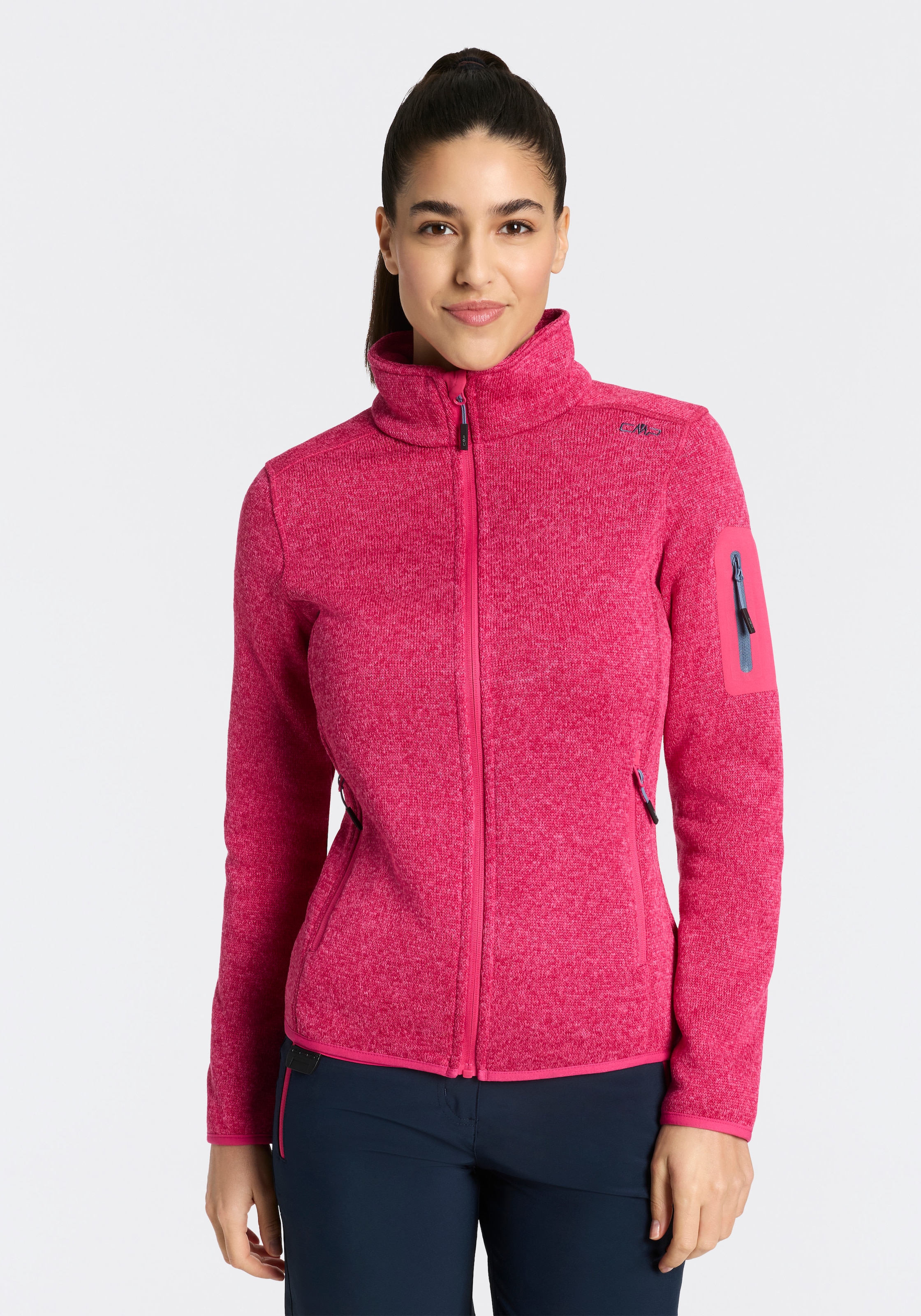 Image of CMP Strickfleecejacke "KNITTED MELANGE FLEECE WOMAN JACKET" Wärmeisolierend & Schnell trocknend & Atmungsaktiv, Übergangsjacke