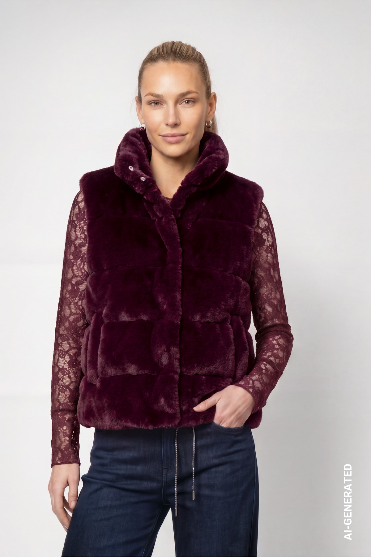 Image of Monari Plüschweste "Weste Basic Fake Fur" Regular fit mit Stehkragen