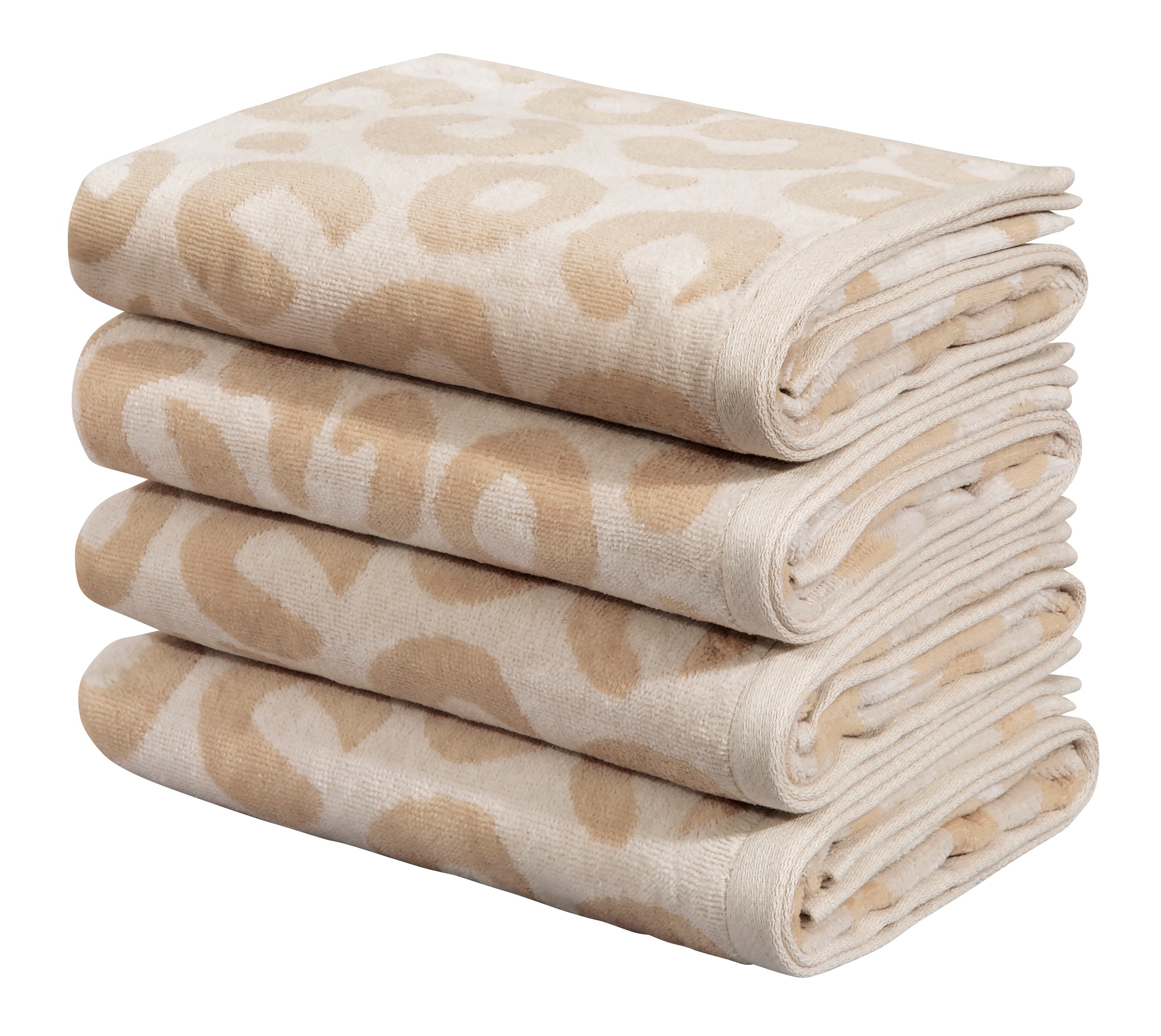 Image of GOODproduct "Anna Leopardenmuster, 4-tlg Handtuch-Set, 50x100cm, 100% Baumwolle" Handtücher, weich, saugstark, modern, Leo, Animal Print