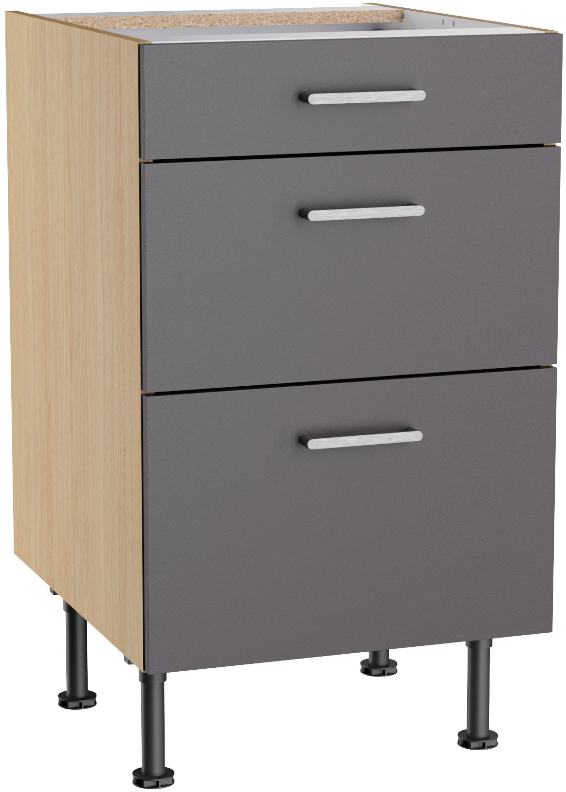 Image of KOCHSTATION Unterschrank "KS-Lucy" Breite 50 cm, 1 Schubkasten, 2 Auszügen, Soft-Close, verstellb. Füsse