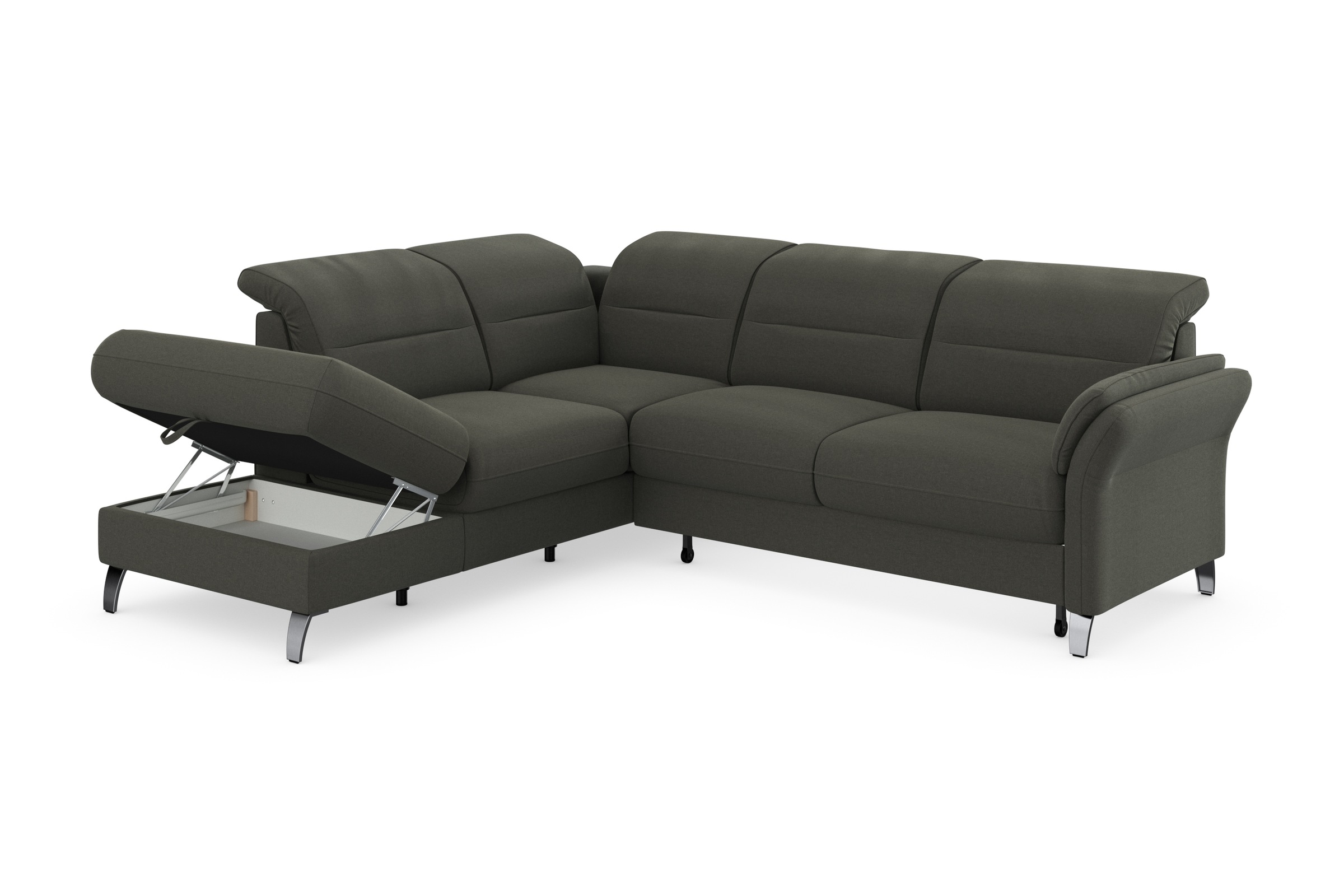 sit&more Ecksofa »Grenoble L-Form mit Federkern«, wahlweise mit Bettfunktion, Bettkasten, Arm- und Kopfteilverstellung