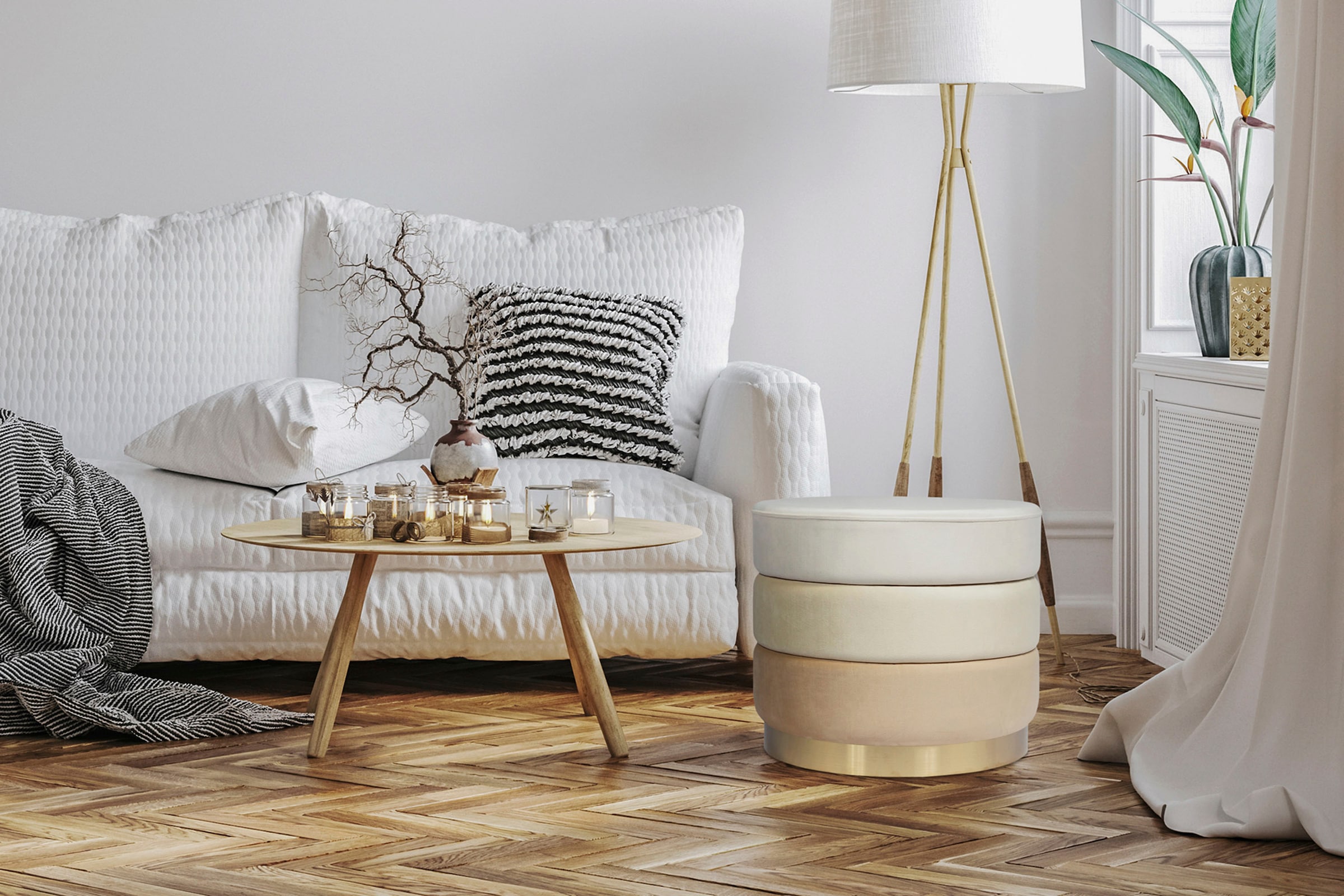Image of Kayoom Sitzhocker "Hocker Elyse, Edler Touch durch goldenen Sockel" 1 Stk. tlg. samtweich, hochwertig, Perfekt aufeinander abgestimmte Farben