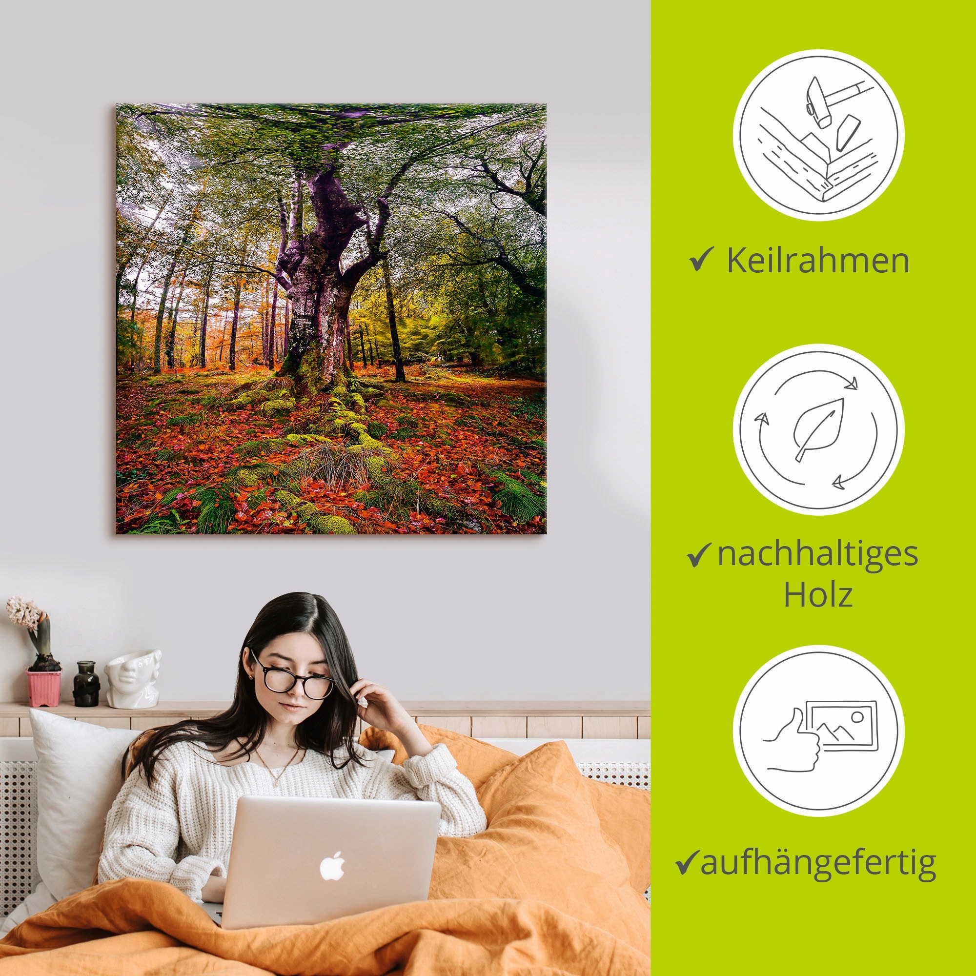 Artland Wandbild »Baum im Wald«, Baumbilder, (1 St.), als Leinwandbild, Poster in verschied. Grössen