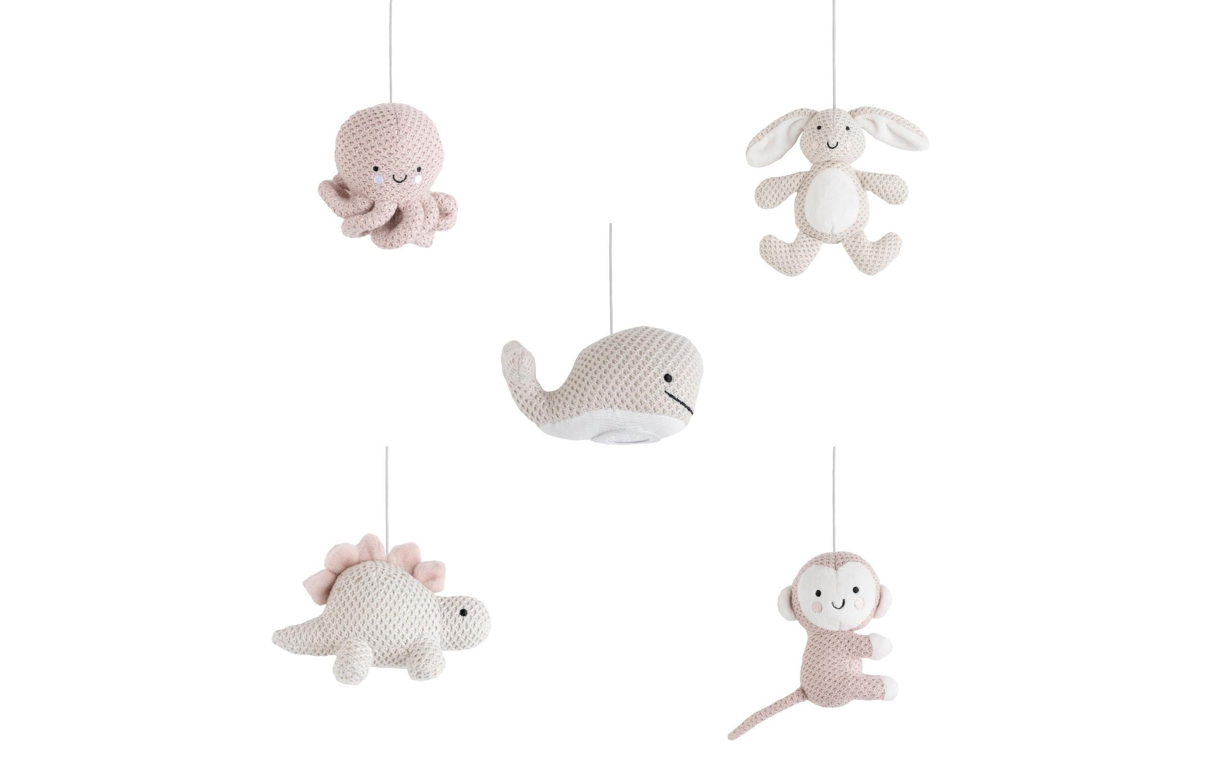 Mobile musical animals vieux rose-warm linen