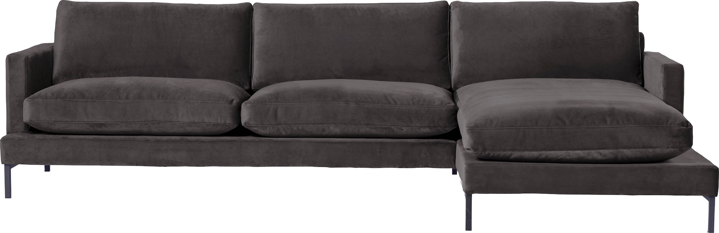 Image of andas Ecksofa "Welland, L-Form," mit schwarzen Metallfüssen, mit Federfüllung im Sitz- und Rückenkissen