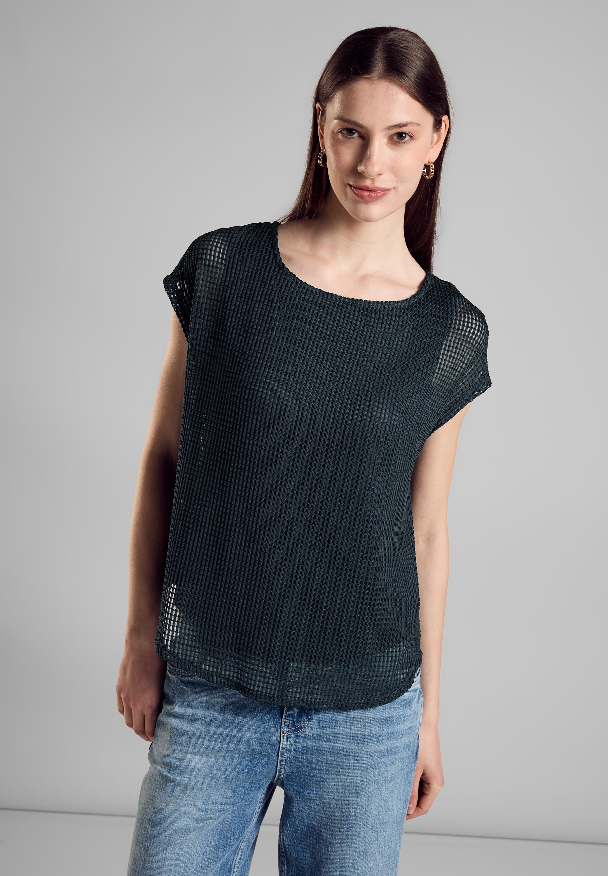 STREET ONE 2-in-1-Shirt, mit Mesh Struktur Oberstoff