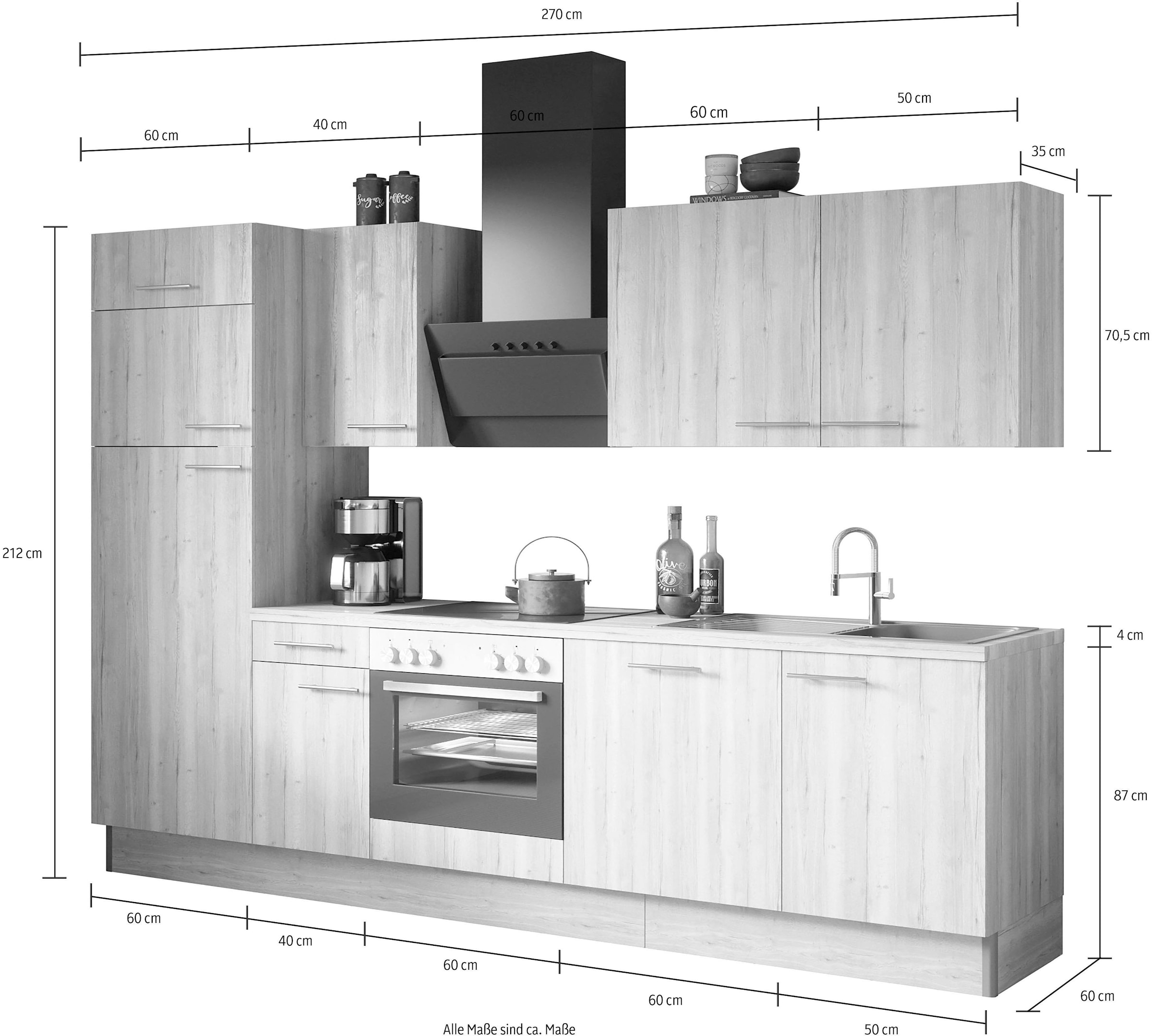 OPTIFIT Küche »Klara« Breite 270 cm, wahlweise mit E-Geräten