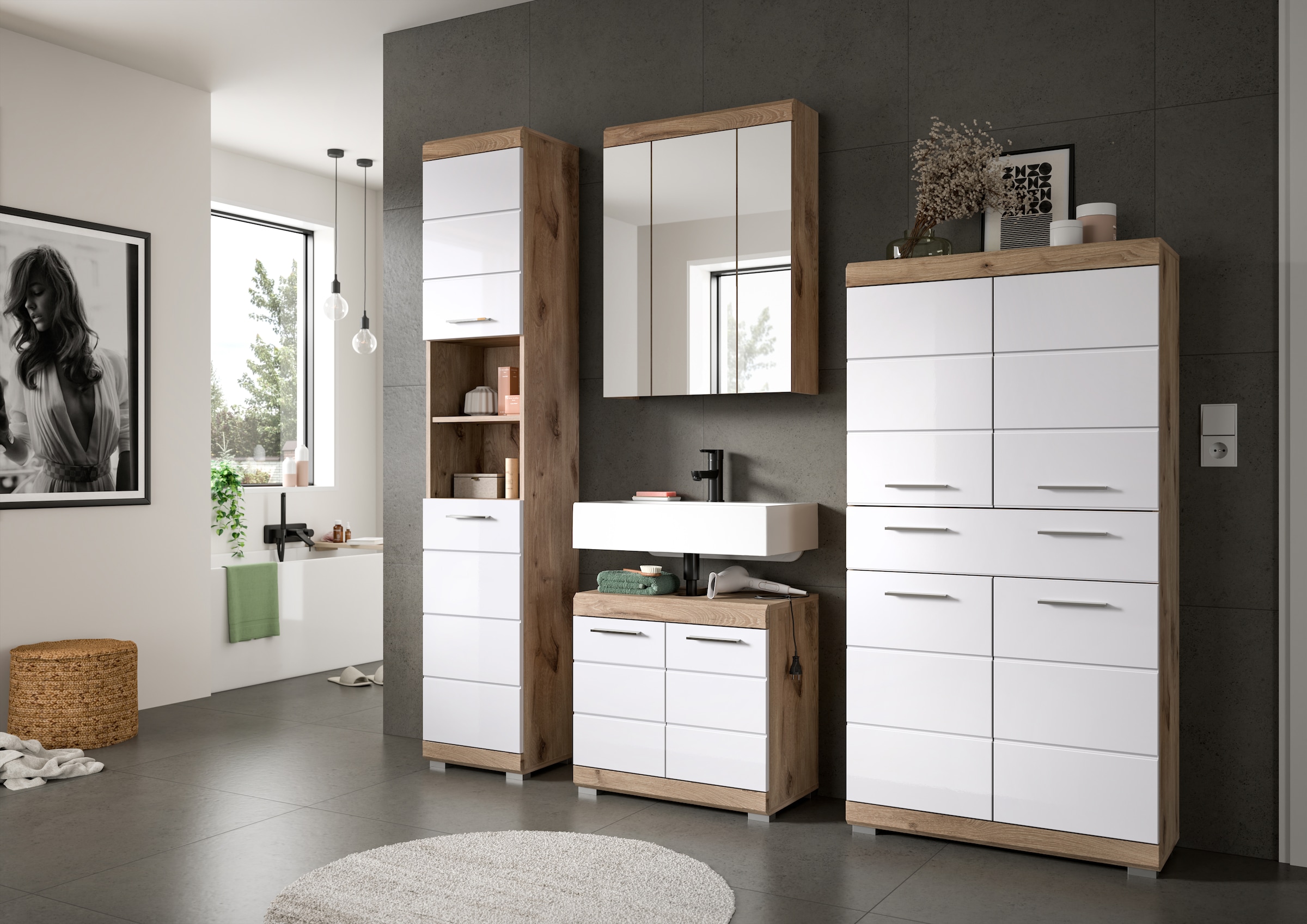 INOSIGN Armoire sous lavabo »SIENA, Breite 60cm, 2 Tür, 2 Fächer, mit Siphonausschnitt, MDF-Front« TOPSELLER!, 1 cuis tlg. in verschiedenen Farben erhältlich, Badmöbel, Badschrank, Kommode, Bad