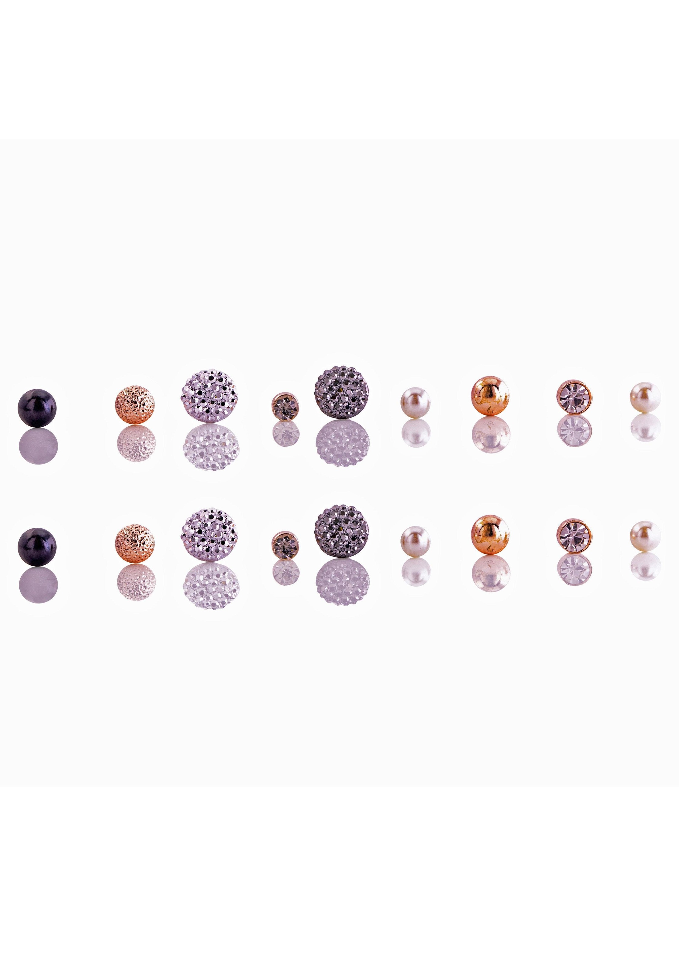 Ohrstecker-Set »mit schimmernden Kugeln und funkelnden Elementen« (Set, 18 tlg.)