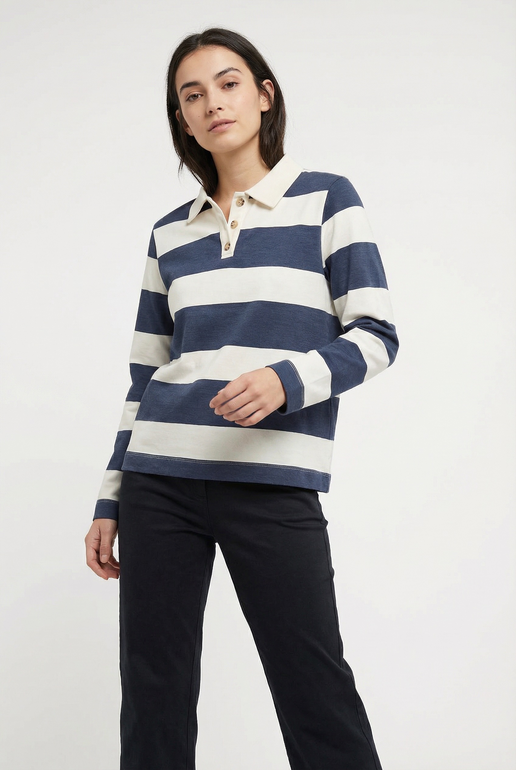 Image of soyaconcept Langarm-Poloshirt "SC-BARNI 48" aus Viskosemischung mit Modal, Polyester und Elasthan, Regular Fit