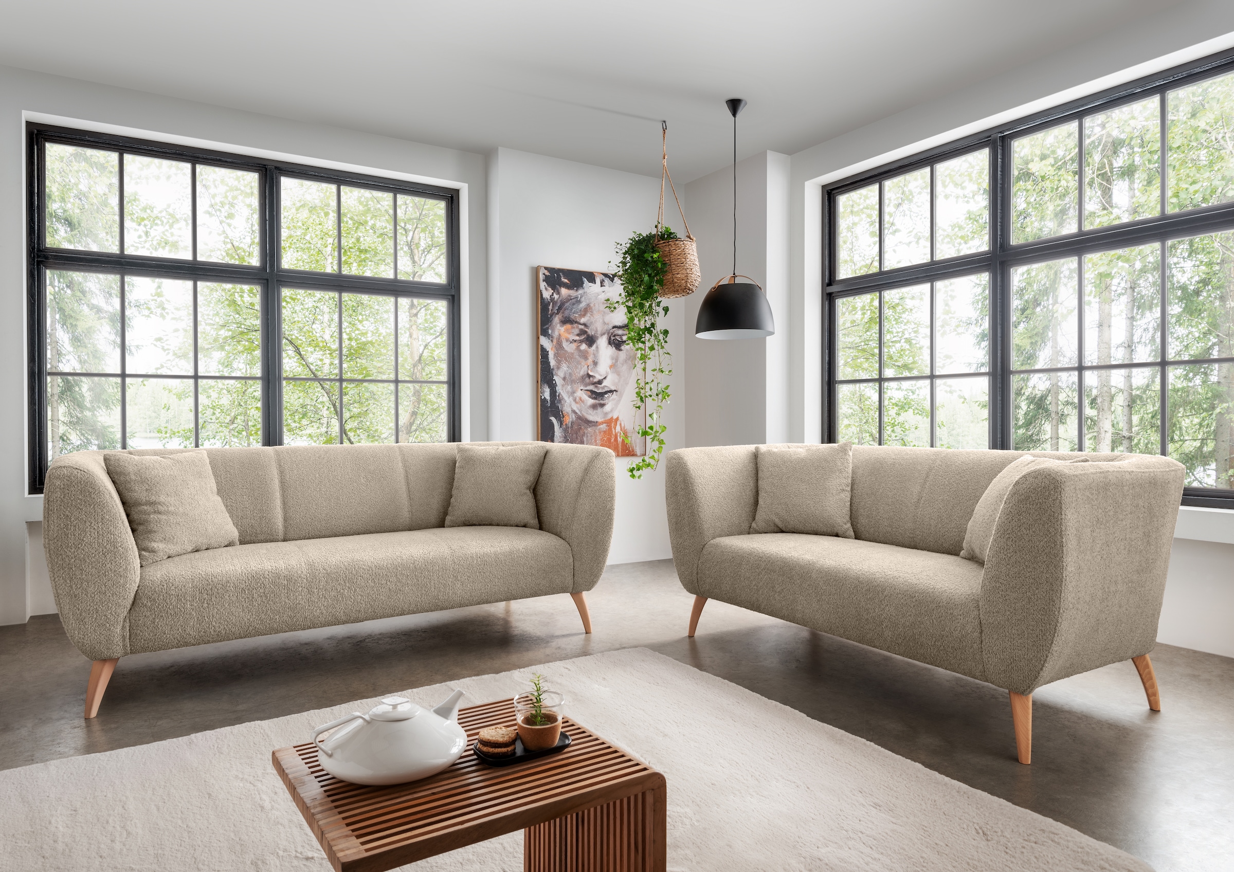 Home affaire Canapé d'angle »Lazio modern und bequem, schmale Armlehnen, tolle Detailverarbeitung« zwei verschiedene Fussfarben wählbar