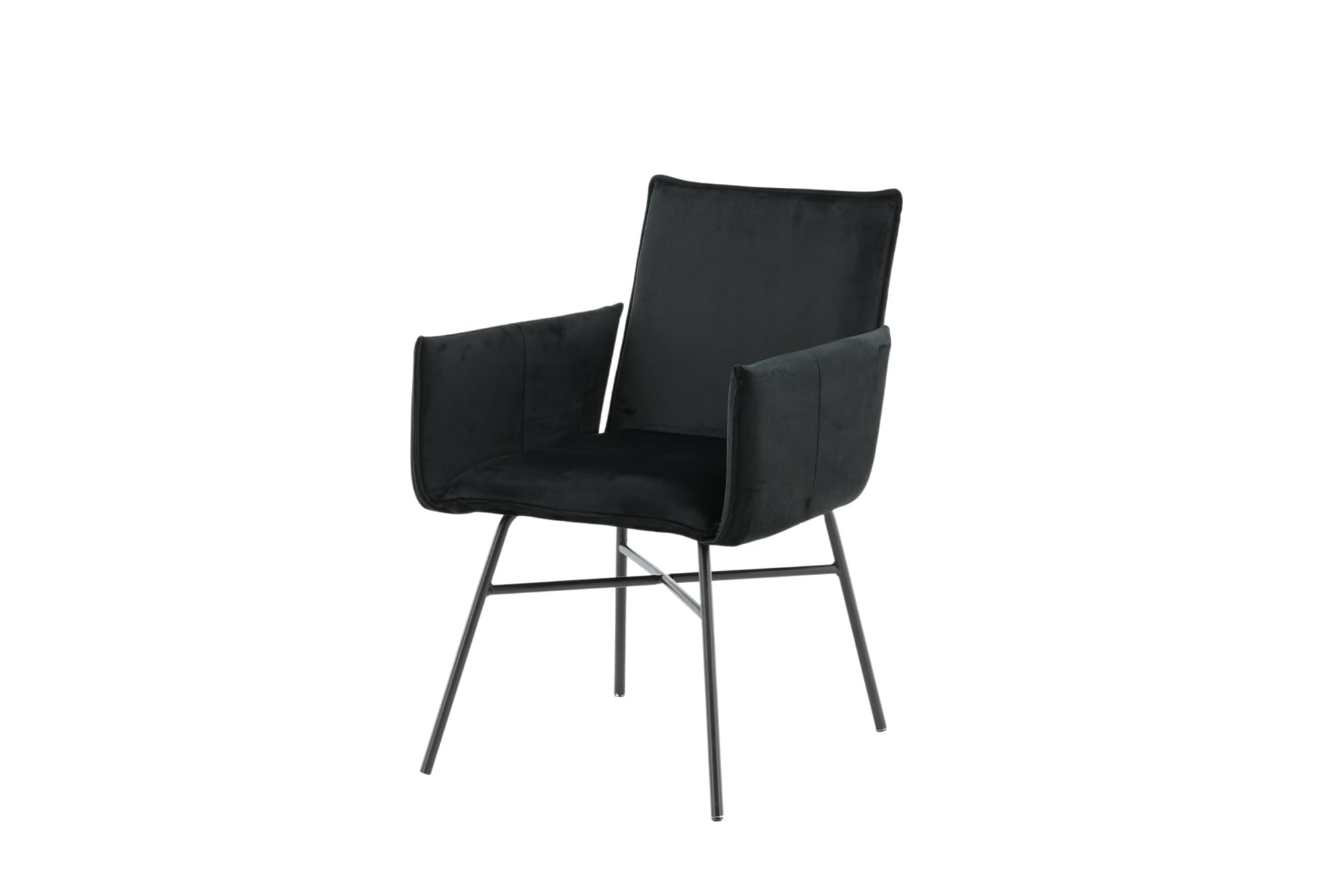 Image of Venture Home Esszimmerstuhl "Petra, gepolsterter Esszimmerstuhl in elegantem Schwarz-Samt, 200 kg" () Polsterstuhl, weicher Bezug, schwarze Stahlbeine, nordisch