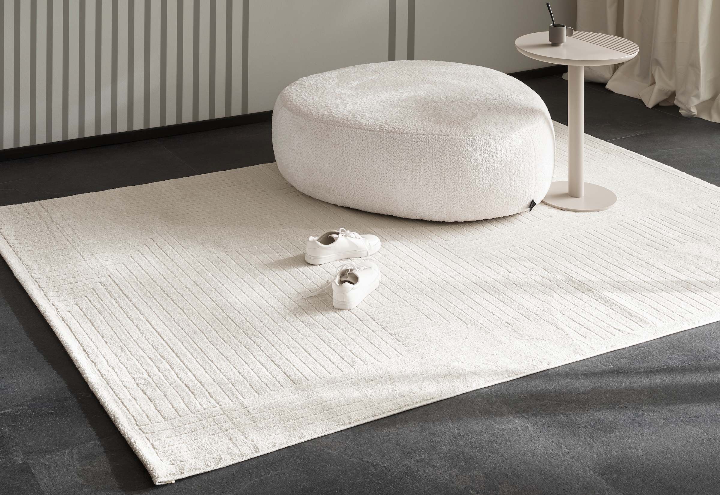 SCHÖNER WOHNEN-Kollektion Teppich »Pure 6317-242«, rechteckig, 22 mm Höhe, Kurzflor, Hoch Tief Struktur, Wohnzimmer, Schöner Wohnen Kollektion