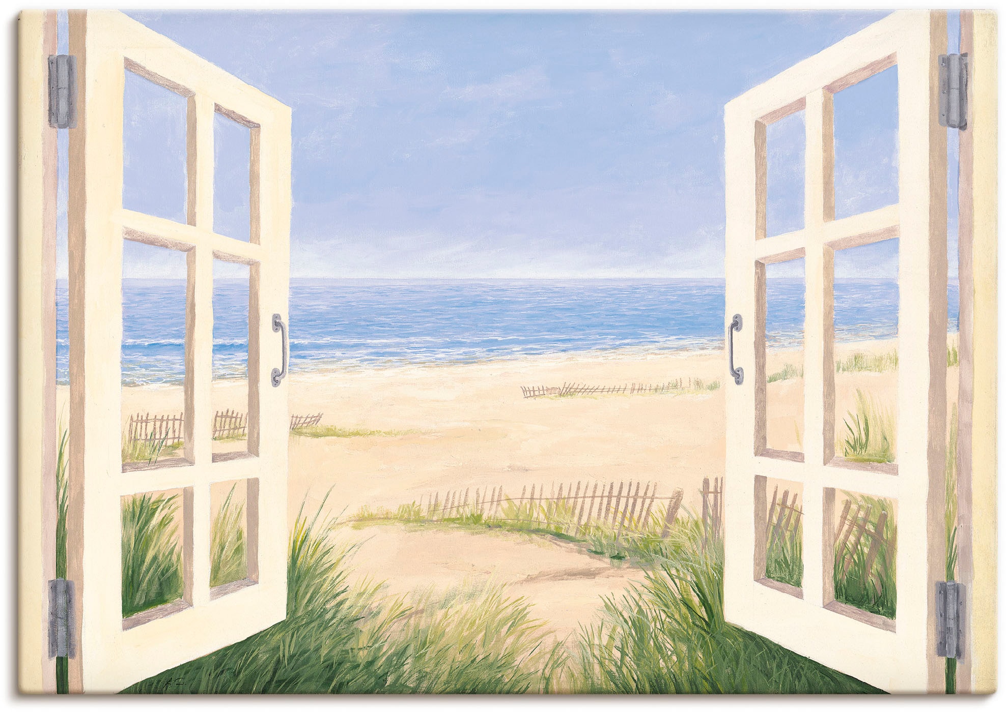 Image of Artland Leinwandbild "Fensterblick Frühlingsmorgen" Fensterblick 1 Stk. tlg. auf Holzrahmen gespannt