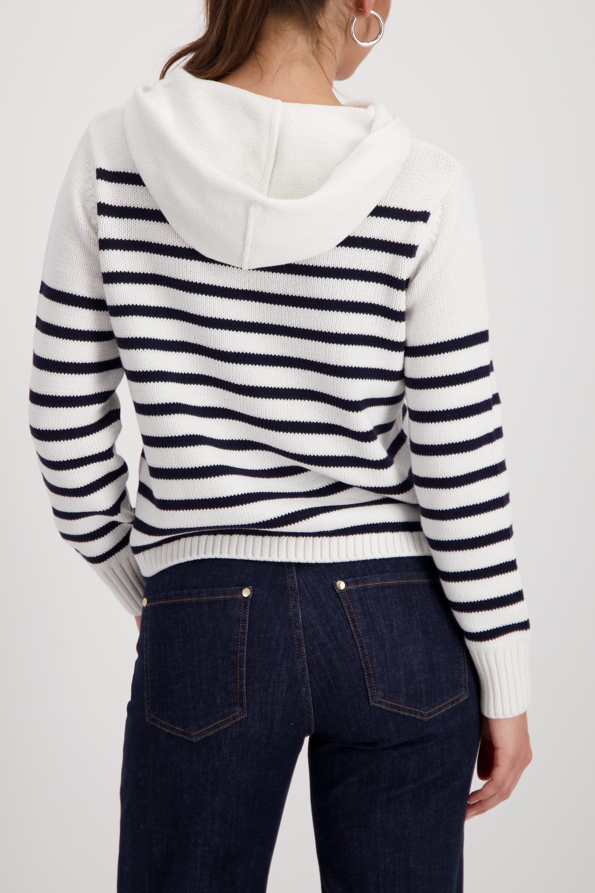 Monari Pull à capuche Regular Fit, mit Intarsie-Muster