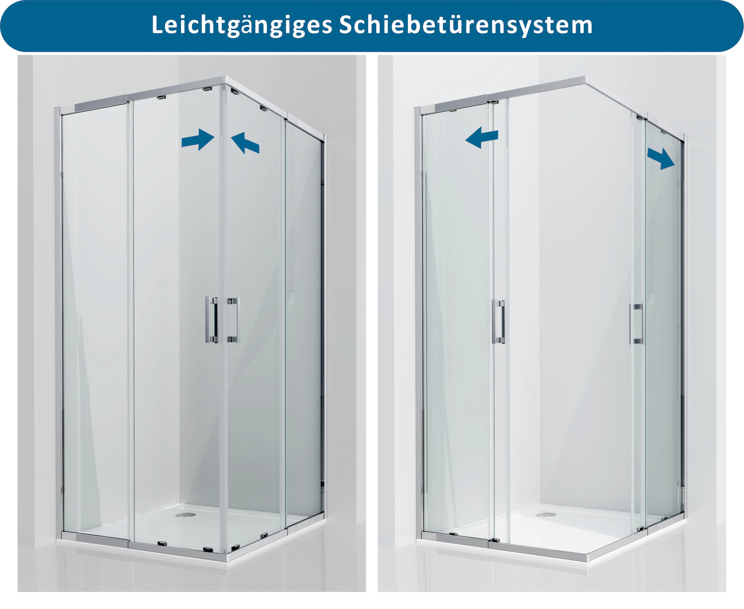 welltime Douche d'angle »Trento Slimline« Plage réglable 80-90 cm, verre trempé 5 mm, système de roulettes amélioré
