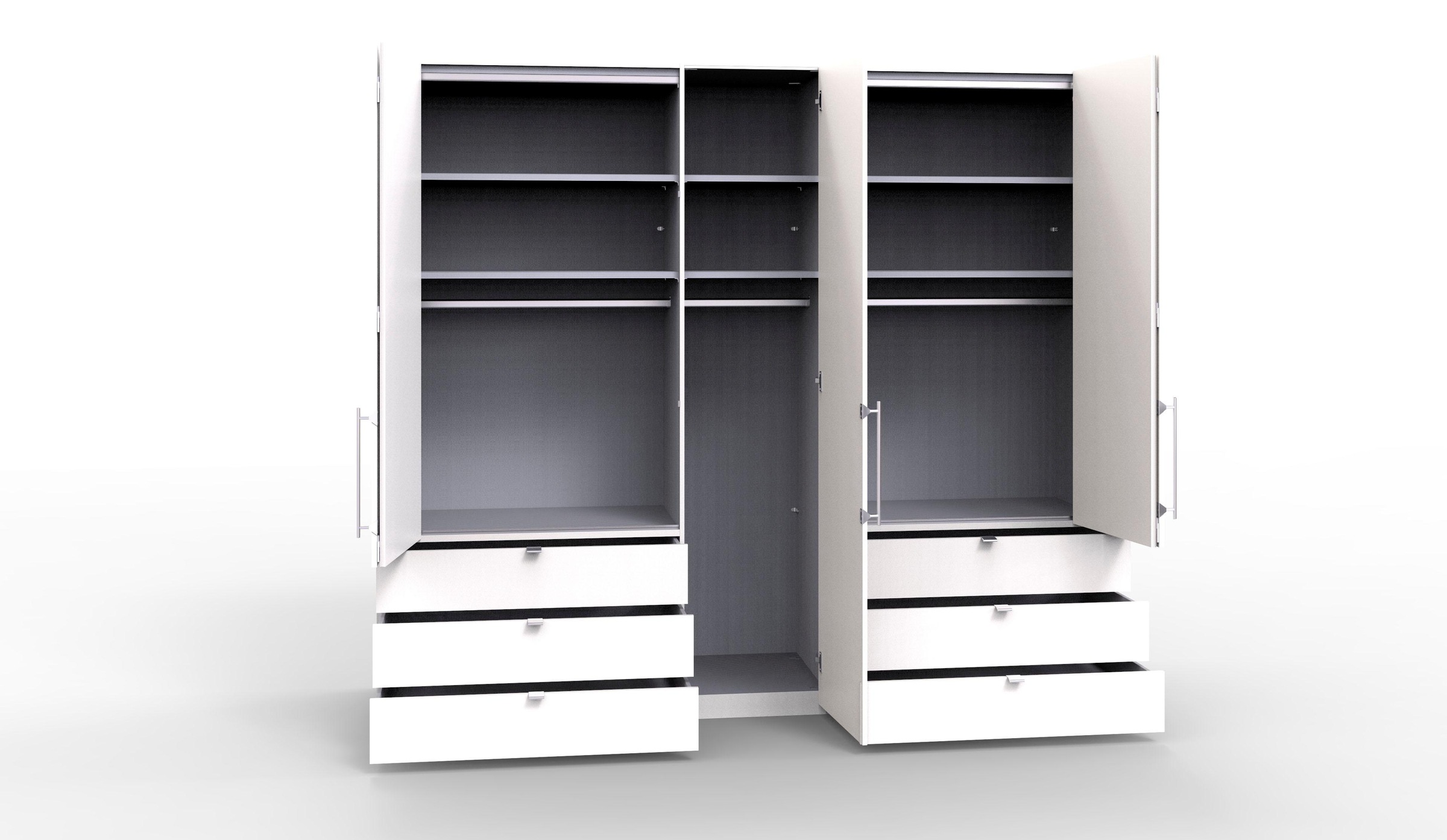 WIEMANN Falttürenschrank »Loft, Kleiderschrank, Schrank, Wäscheschrank, mit Glasfront«, (3 Breiten, 2 Höhen 216/236 cm auswählbar, MADE IN GERMANY), inkl. gepämpften Schubkästen und Türen, mit Panoramaöffnung
