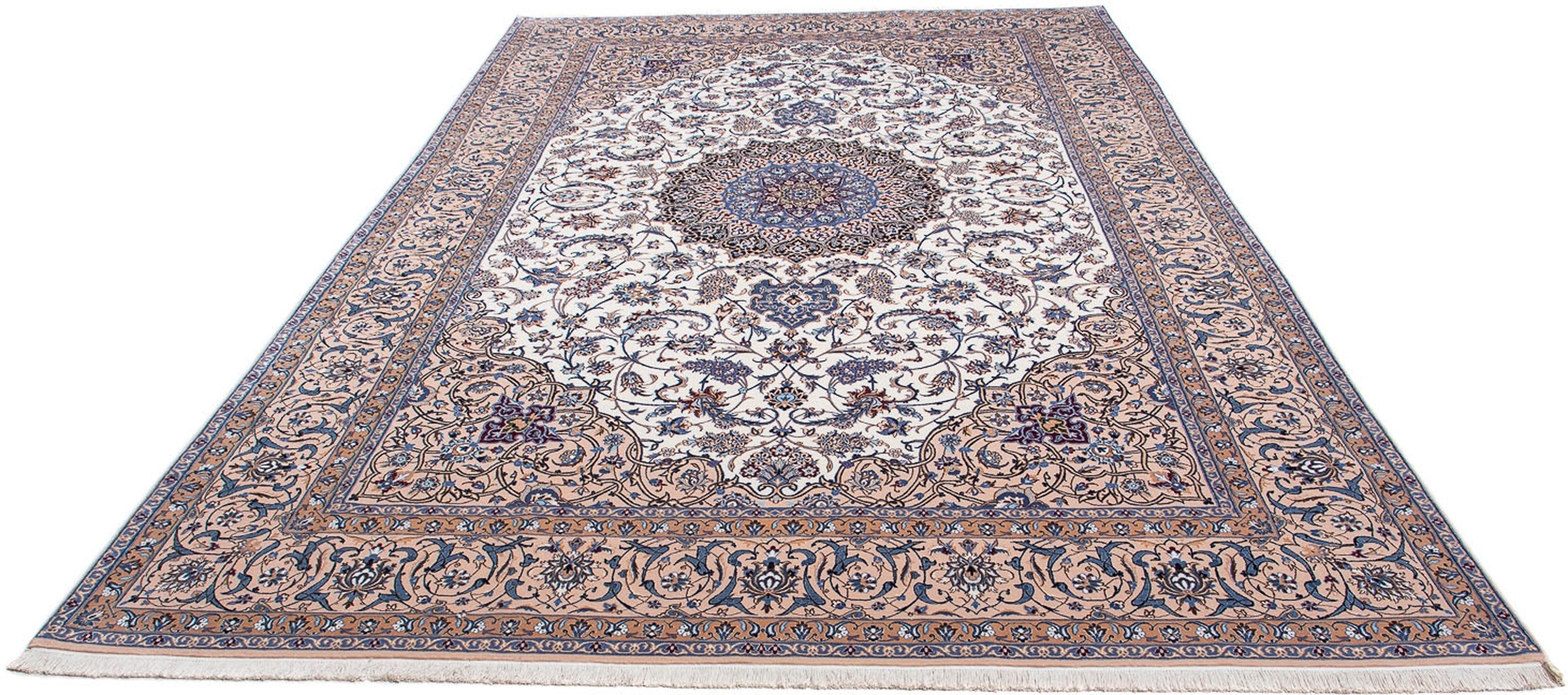 Image of morgenland Orientteppich »Perser - Nain - Premium - 346 x 212 cm - beige«, rechteckig, 6 mm Höhe, Wohnzimmer, Handgeknüpft, Einzelstück mit Zertifikat bei Ackermann Versand Schweiz