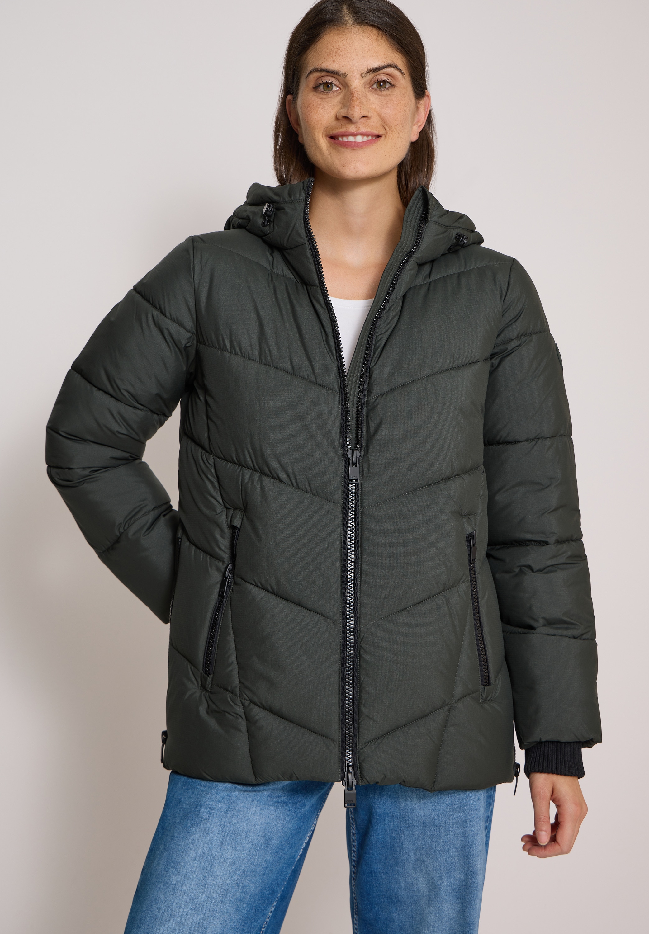 Cecil Steppjacke mit Kapuze Winterjacke in Midi-Länge mit Kapuze
