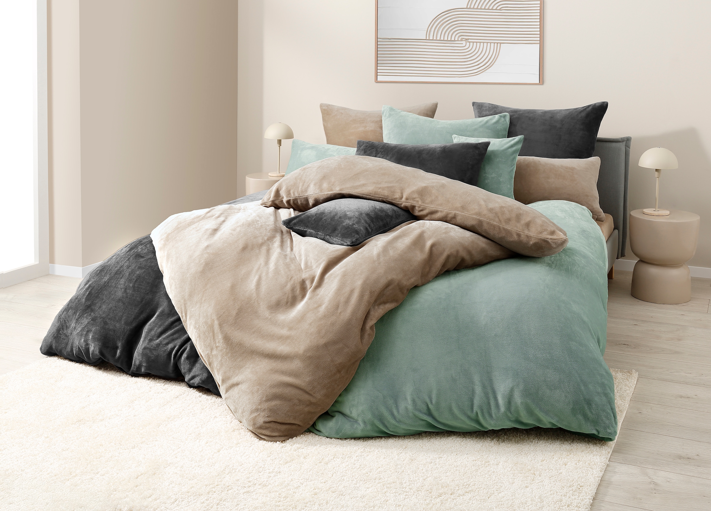 my home Kissenbezug »Desner3«, (2 St.), Kissenhülle mit Reissverschluss, Cashmere-Touch, kuschelig & weich