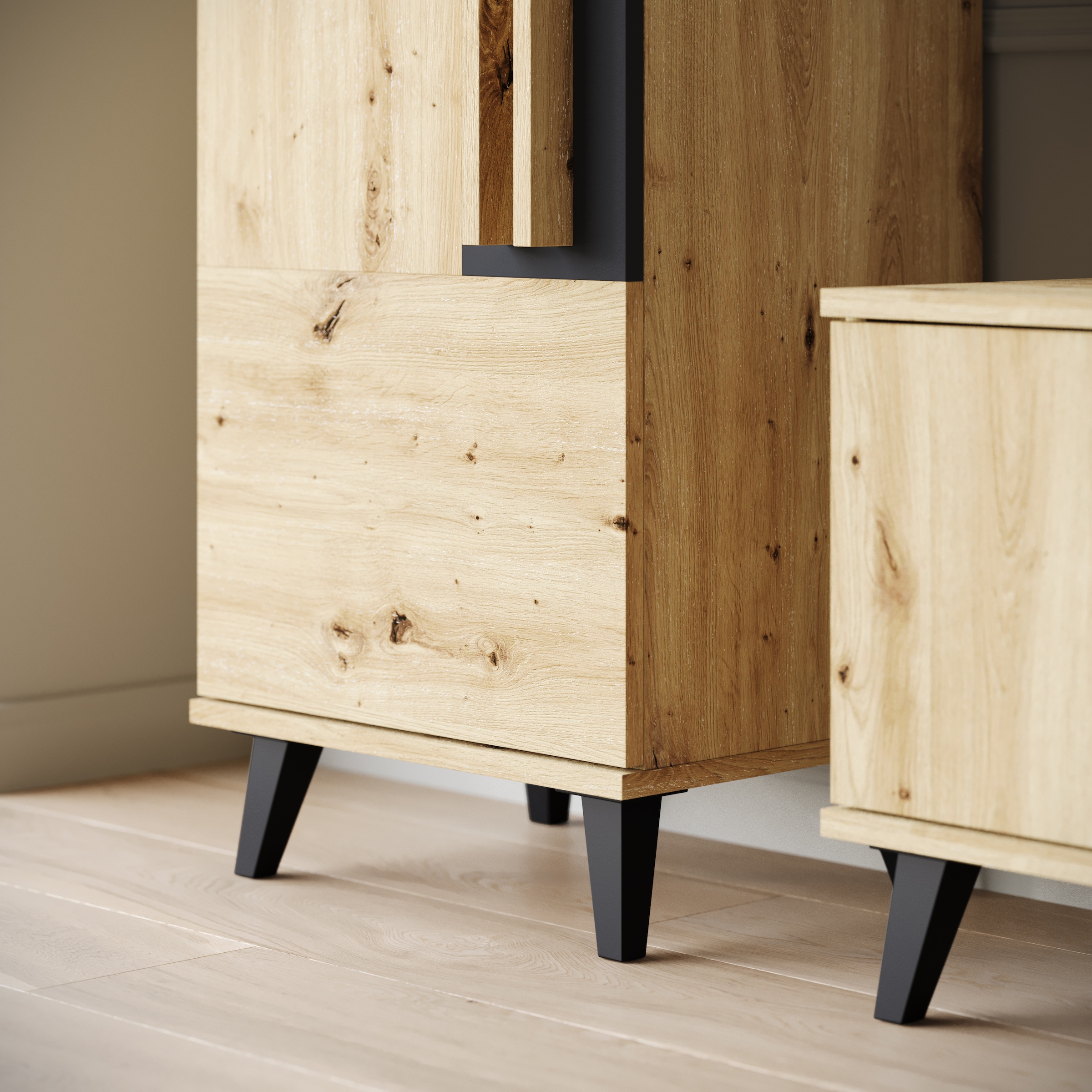 Home affaire Wohnwand »Helsinki, Modernes Set mit verglaster Vitrine« Komplett-Set, 4 Stk. tlg.