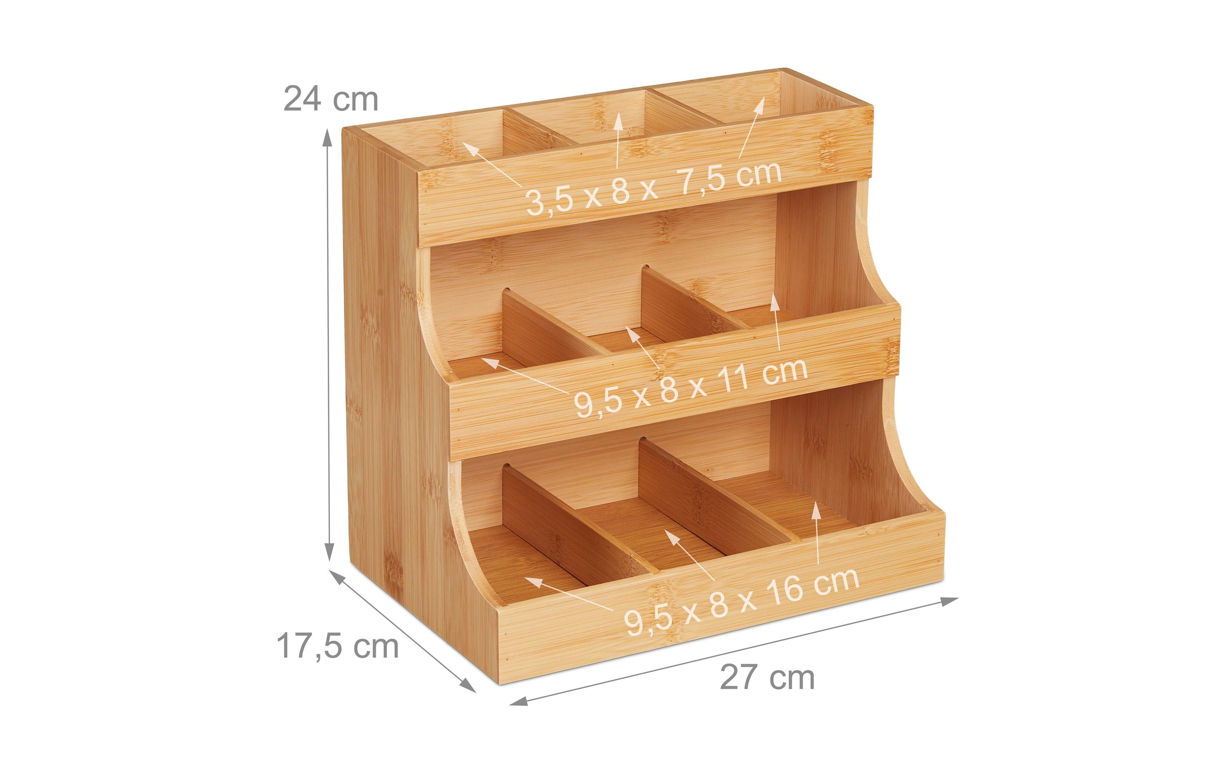 relaxdays Teebox »9 Fächer« 1 Stk. tlg. Holzart: Bambus (China)
