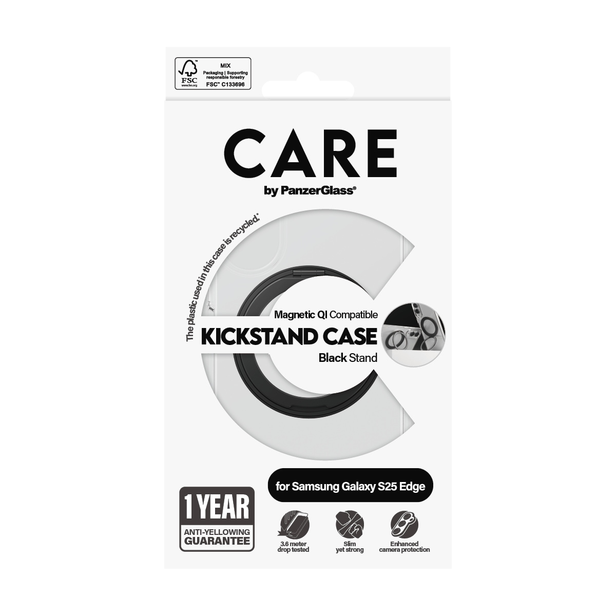 CARE by PanzerGlass Backcover »MagSafe Compatible Kickstand Case für Samsung Galaxy S25 Edge«, Samsung Galaxy S25 Edge, Backcover, Schutzhülle, Handyschutzhülle, Case, Schutzcase, stossfest