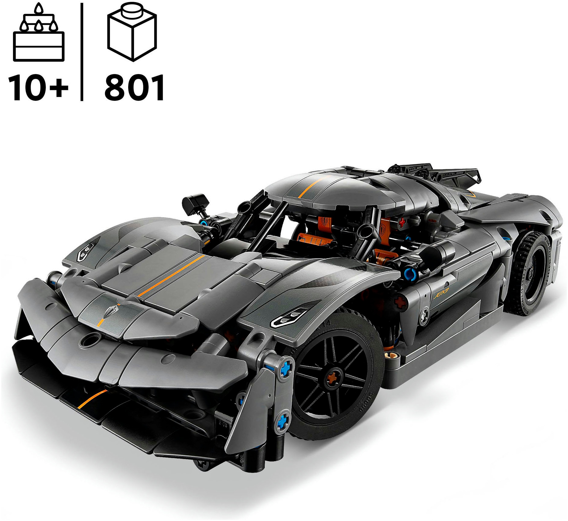 LEGO® Pions de construction »Koenigsegg Jesko Absolut Supersportwagen in Grau (42173), LEGO Technic« Made in Europe