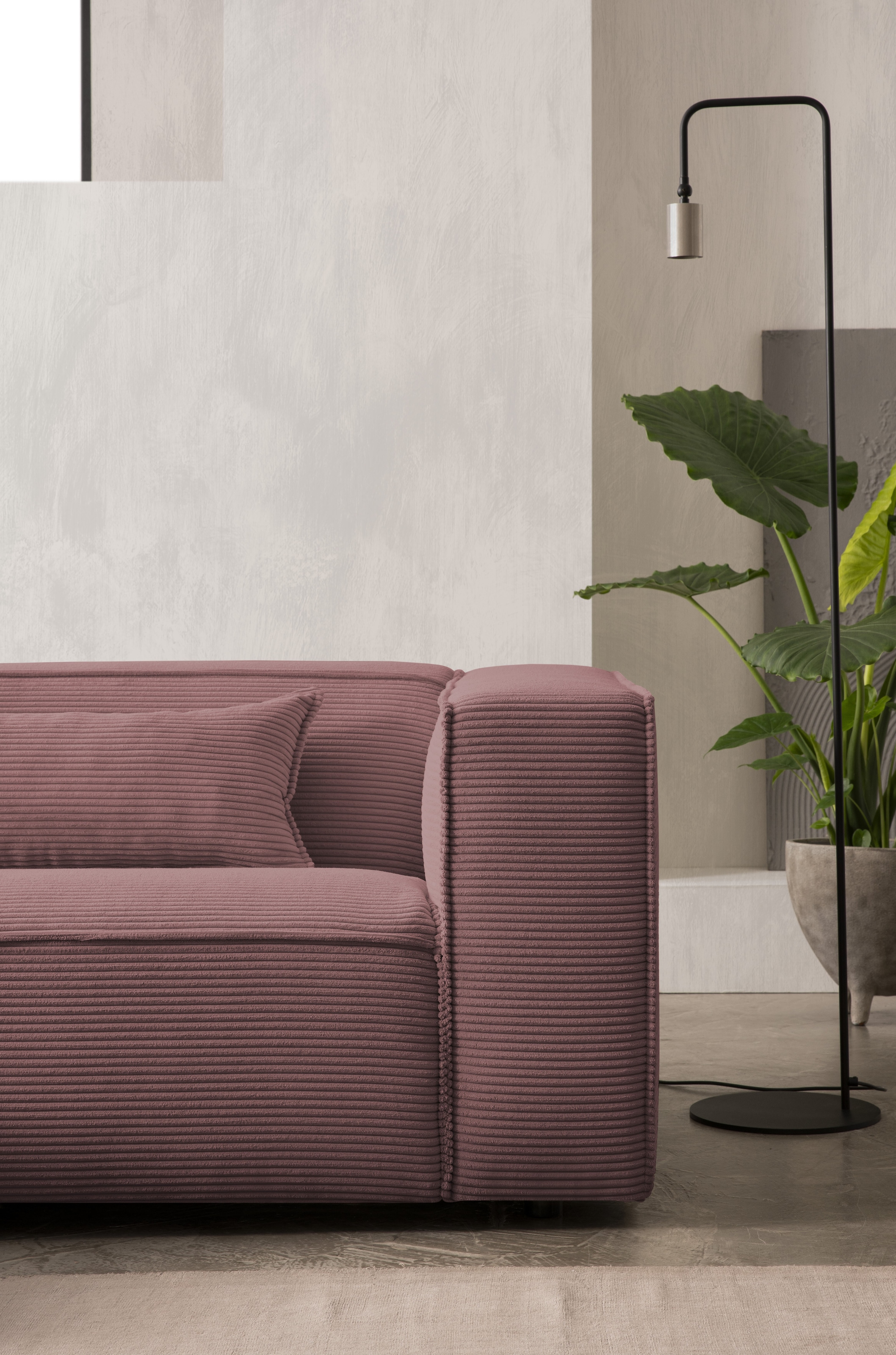 LeGer Home by Lena Gercke Canapé d'angle »PIARA Cord mit Kedernaht L-Form« ottomane au choix droite/gauche, pieds noirs, confort d'assise agréable