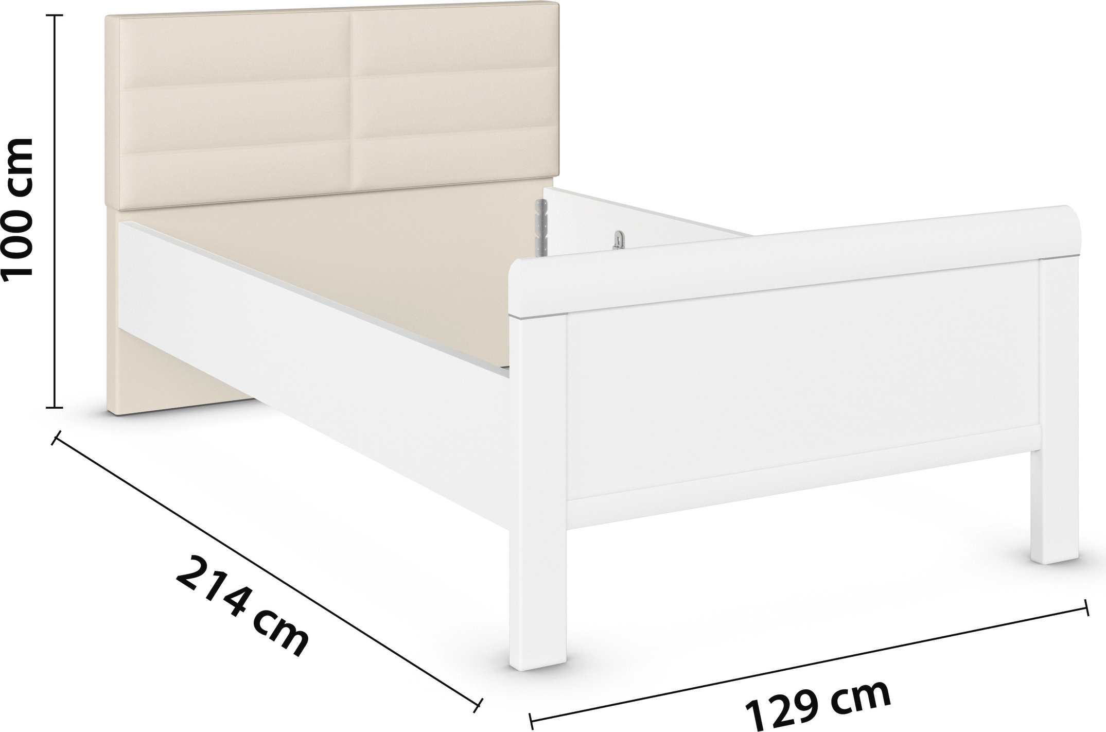 rauch Bett »Bett Einzelbett Stollenbett EVELYN« in Komforthöhe mit Polsterkopfteil in elegantem Stil MADE IN GERMANY