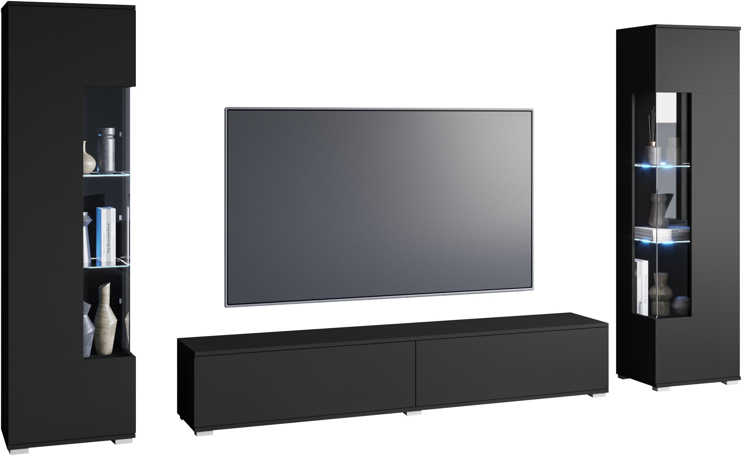 GOODproduct Wohnwand »Kenia, Vitrine Türanschlag links/rechts wechselbar« 3 Stk. tlg.