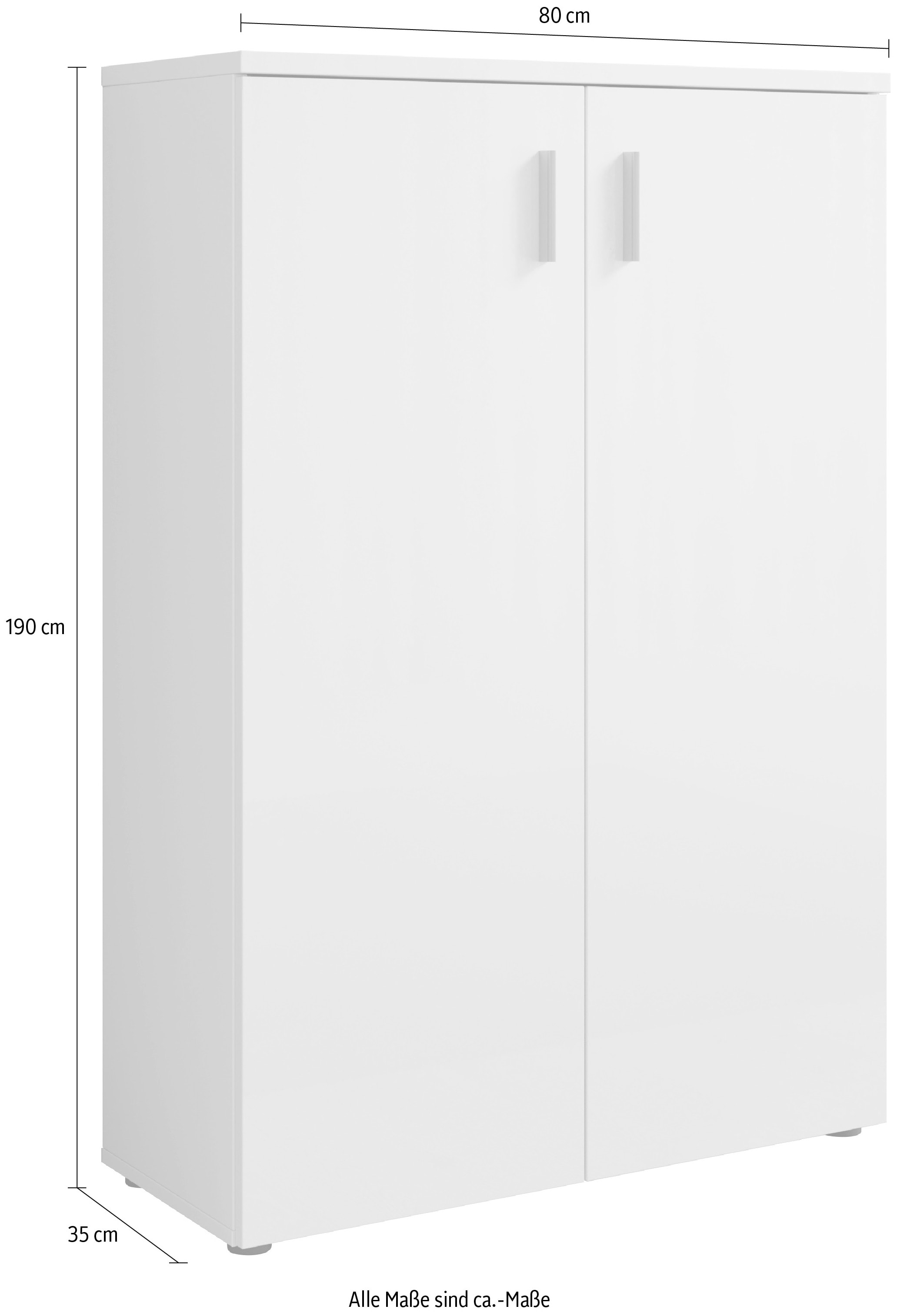 HBZ Schuhschrank »Lincoln weiss Glanz, BxHxT 80x120x35 cm«, (1 St.), Schuhschrank mit 2 Türen, 4 Einlegeböden