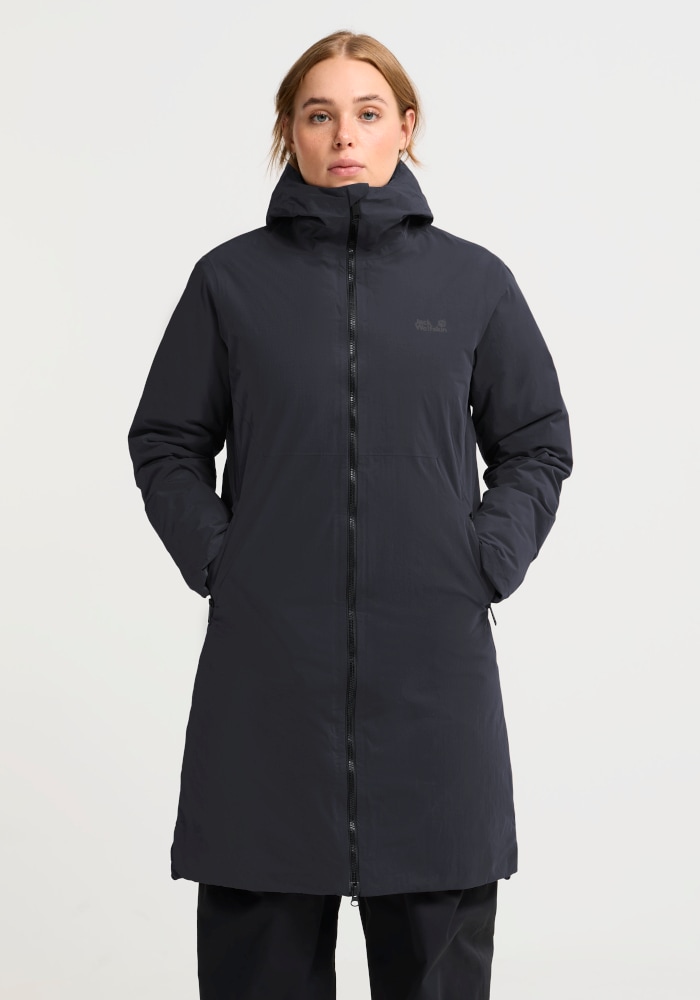 Jack Wolfskin Manteau en duvet »FIORA BAY COAT W RDS« Pour activités sportives de plein air et randonnée, coupe longue