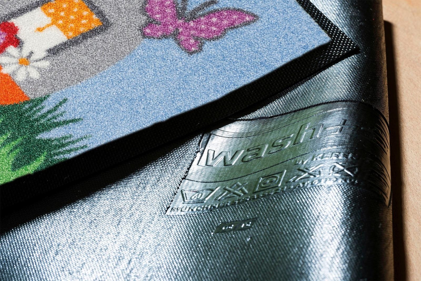 wash+dry by Kleen-Tex Fussmatte »Happy Camping« rechteckig 7 mm Höhe Schmutzfangmatte, Motiv Wohnwagen, rutschhemmend, waschbar