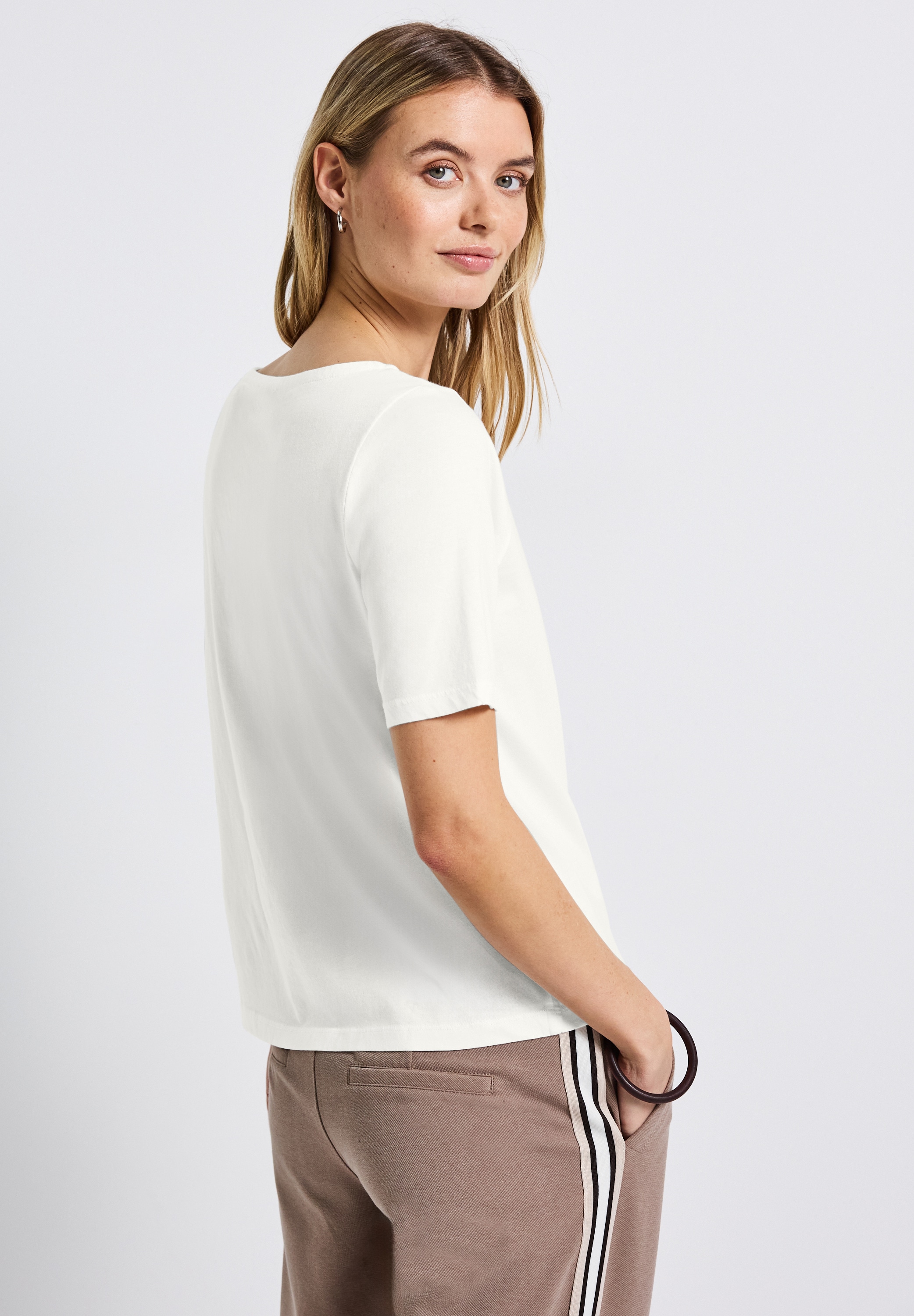 STREET ONE T-Shirt, U-Boot Ausschnitt, Basic