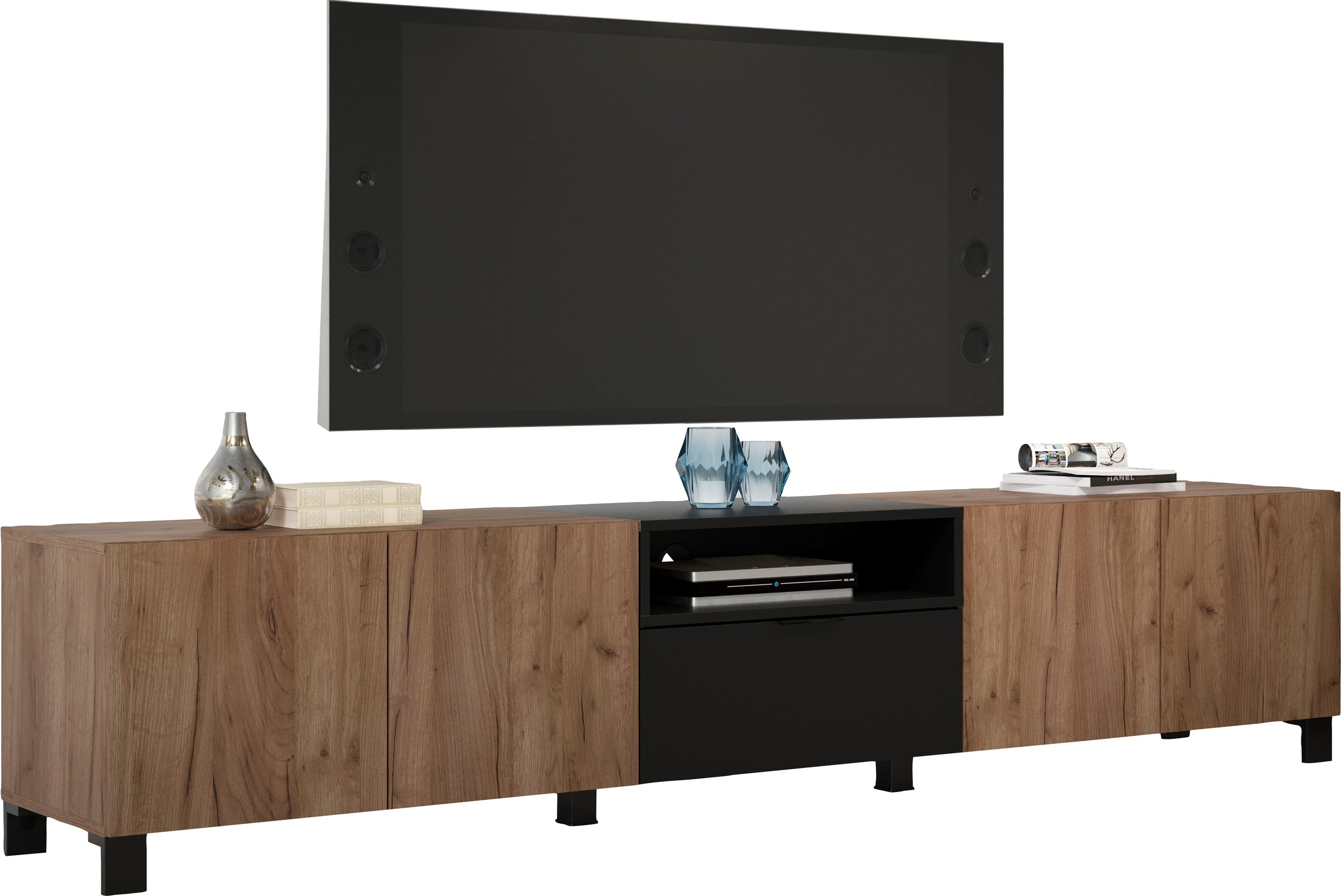 INOSIGN Lowboard »Kriens«, TV Schrank, hellbraun / schwarz matt, Breite 227  cm, Höhe 47 cm versandkostenfrei auf