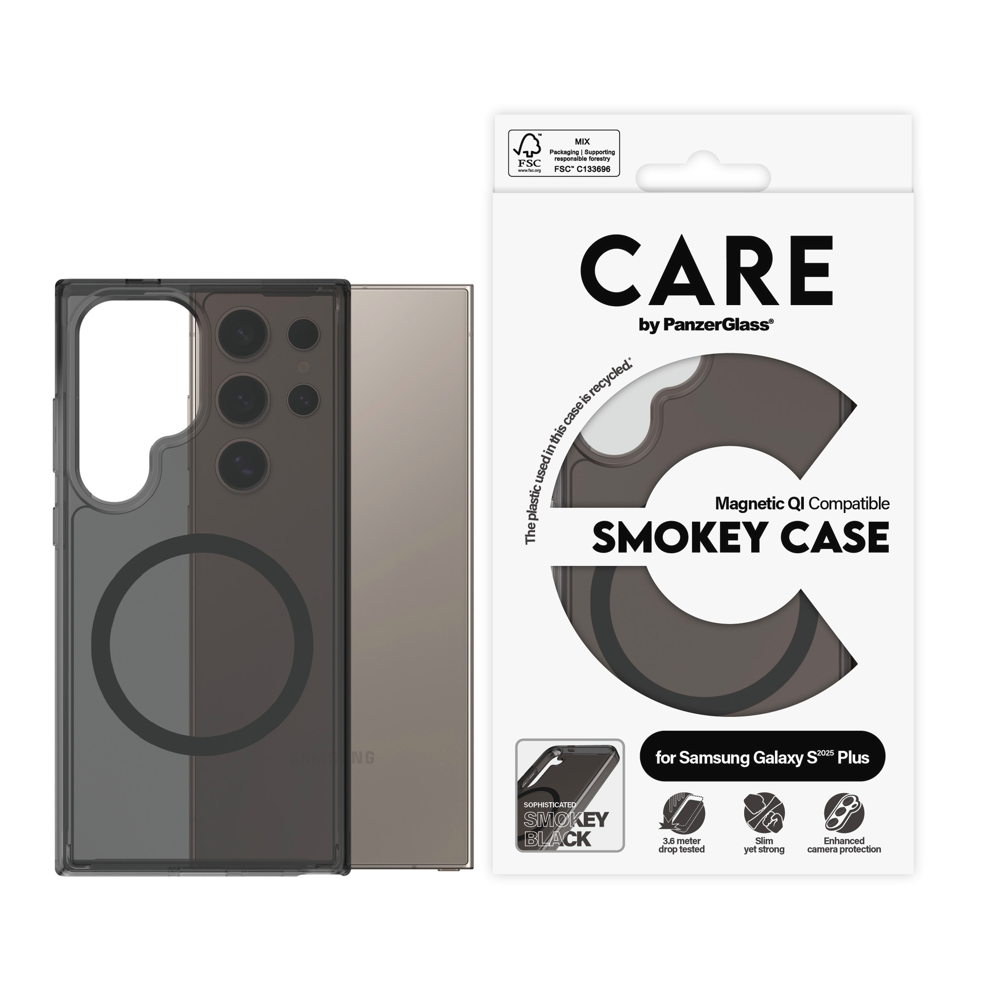Image of CARE by PanzerGlass Handyhülle "Magnetic QI Compatible Smokey Case für Samsung Galaxy S25 Ultra" Backcover, Schutzhülle, Handyschutzhülle, Case, Schutzcase, stossfest