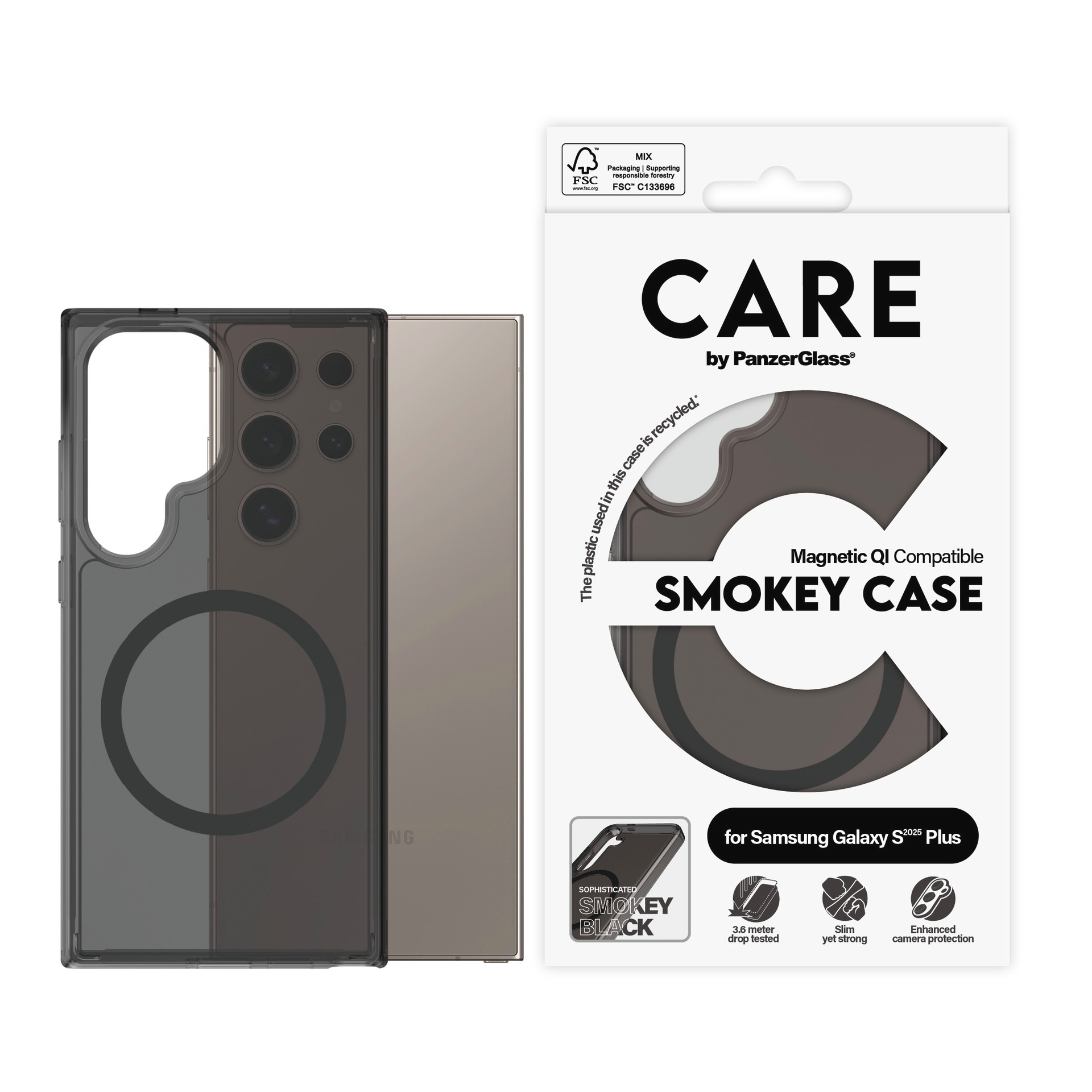 Image of CARE by PanzerGlass Handyhülle "Magnetic QI Compatible Smokey Case für Samsung Galaxy S25 Ultra" Smartphones Backcover, Schutzhülle, Handyschutzhülle, Case, Schutzcase, stossfest