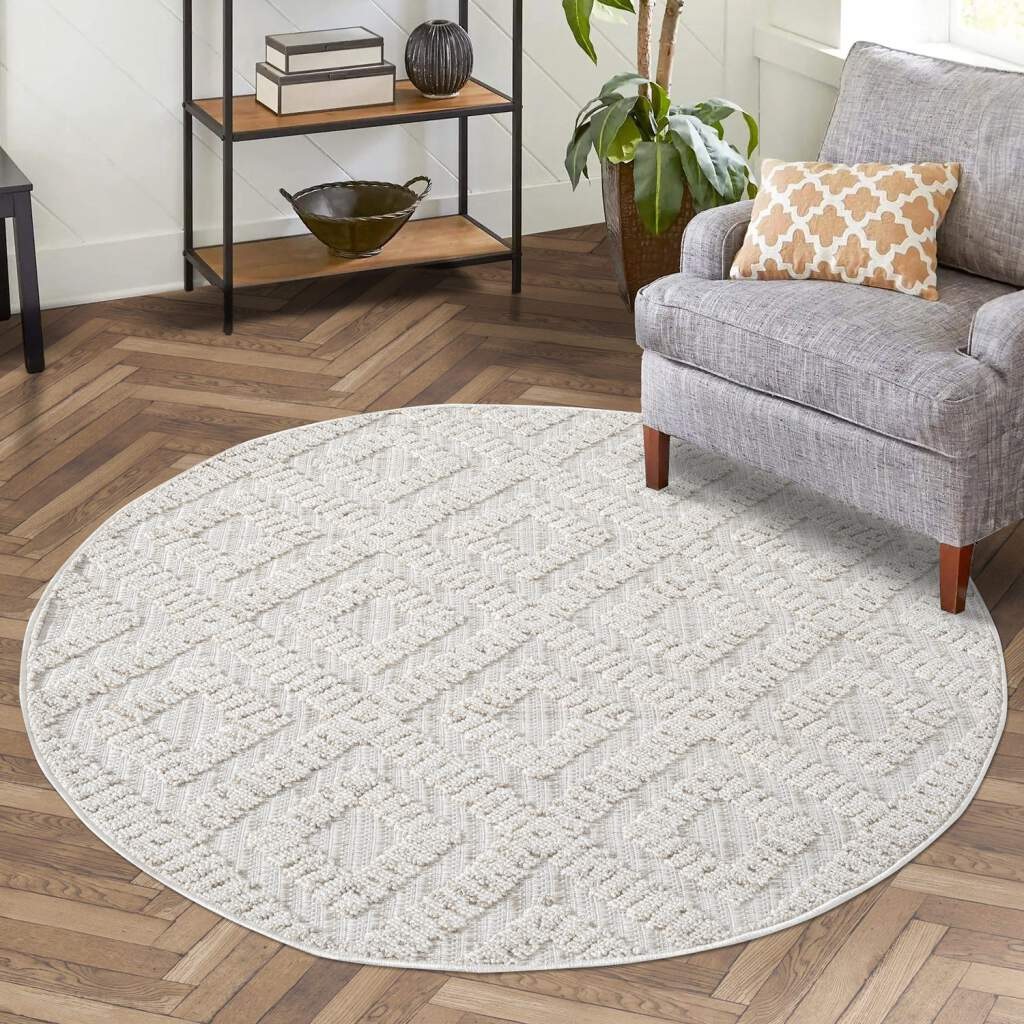 Image of Carpet City Teppich "CLASICO 8927" rund 11 mm Höhe Kurzflor, Hochtief-Muster, Boho, Wohnzimmer