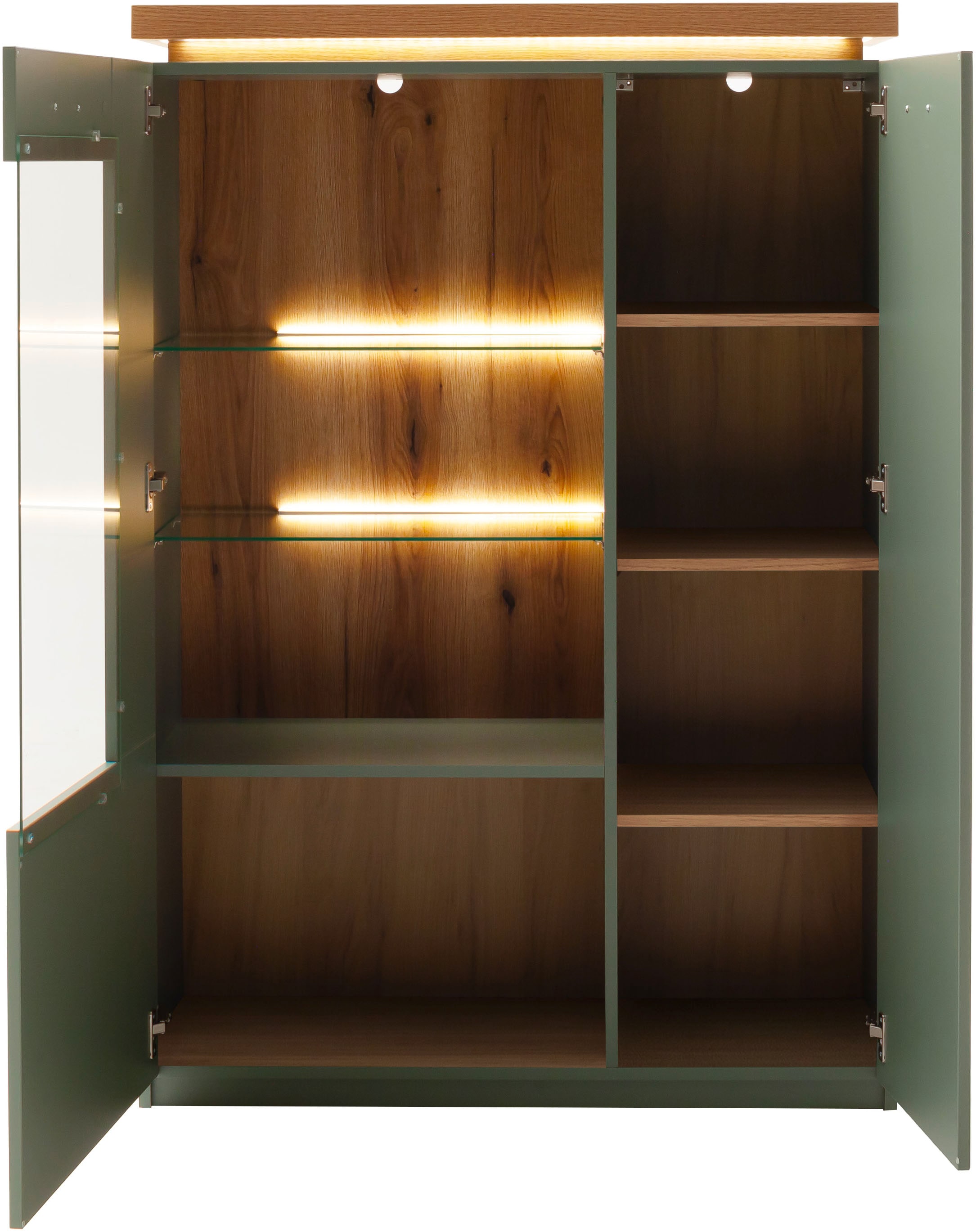 MCA furniture Highboard »MONIZ Highboard« 1 Stk. tlg. Hochkommode,Kommode,Eiche,Salbeigrün,2 Türen,gedämpft,Breite 98 cm