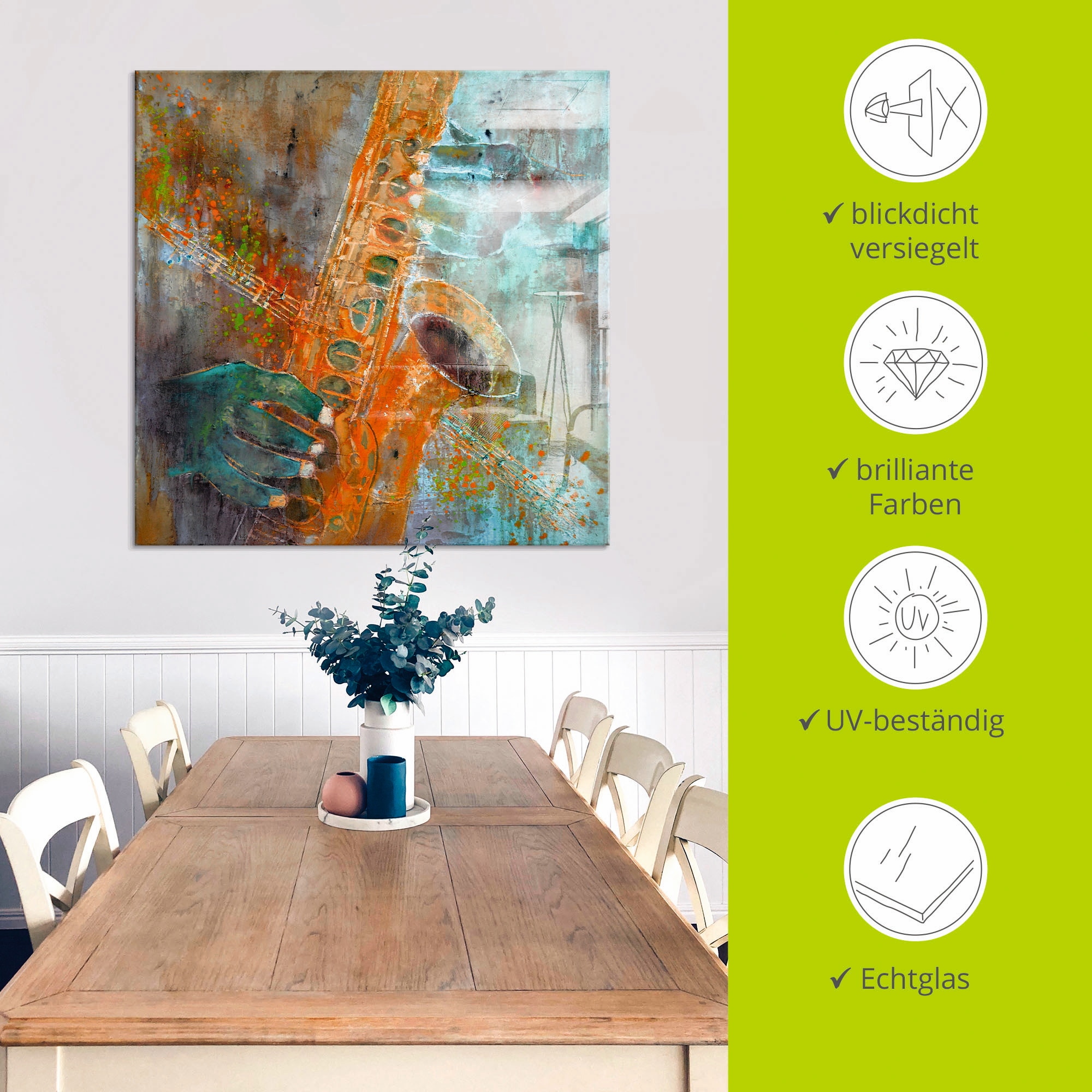 Artland Tableau en verre »Ein Saxofon« 1 cuis tlg. in verschiedenen Grössen