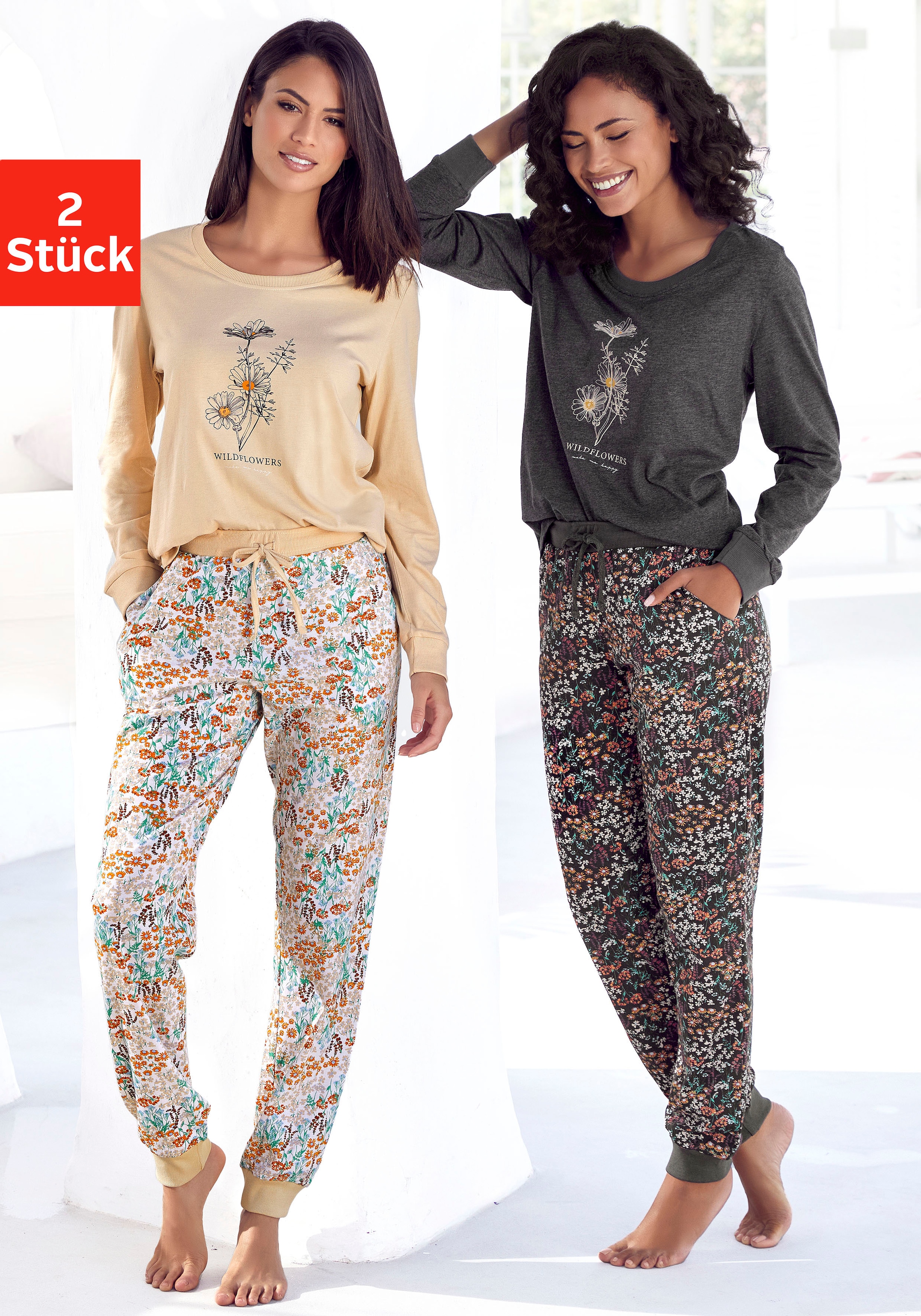 Image of Vivance Dreams Pyjama Packung, 2 Stück, 4 tlg. mit Frontdruck
