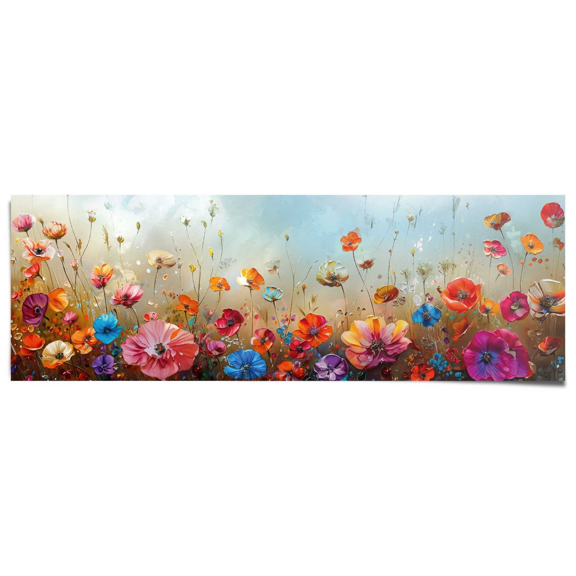 Image of Reinders Poster "Blumenfeld" Wohnzimmer - Mehrfarbig - 170 gr. Papier - Blumen, Pflanzen -158x53cm