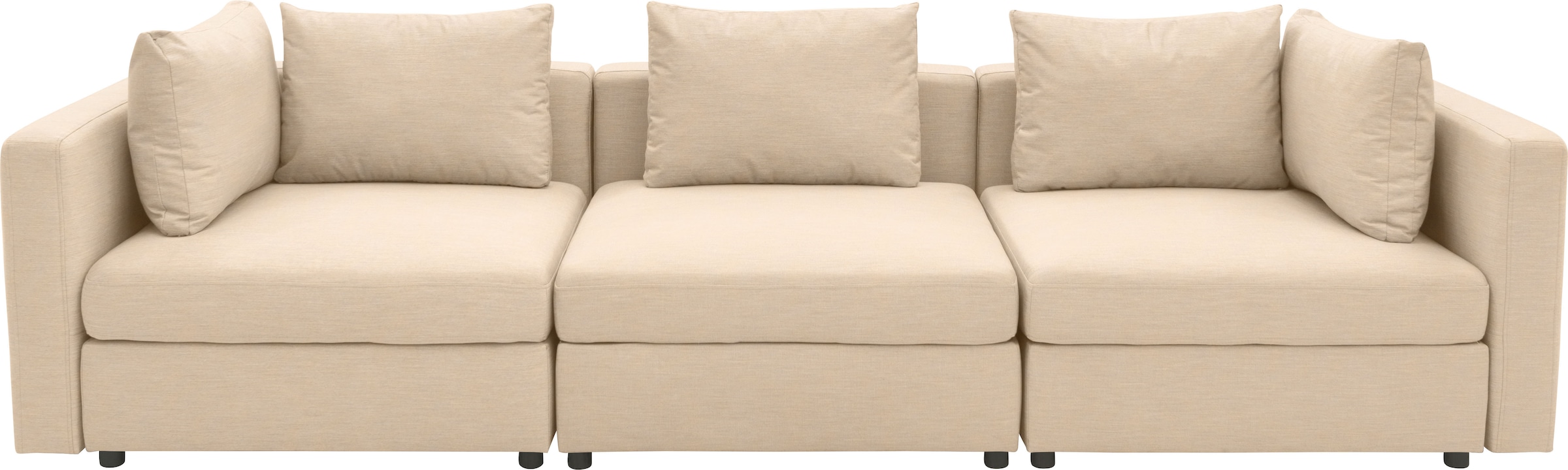 DOMO collection 3-Sitzer »Solskin, individuell erweiterbar/kombinierbar« mit losen Kissen. Rücken- und Seitenteile als Stecksystem.