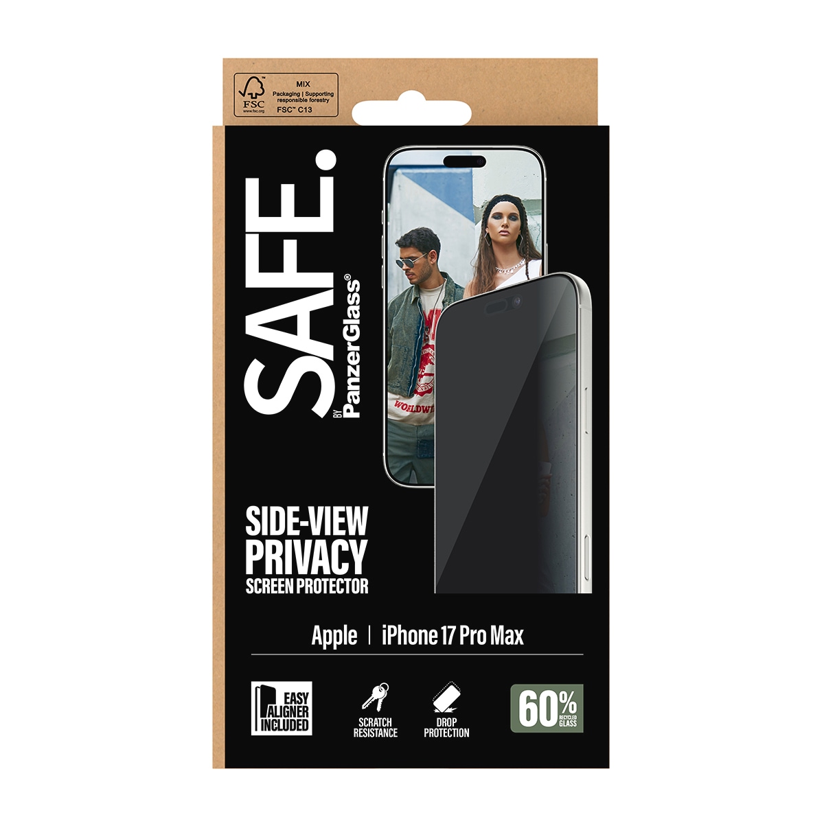 SAFE by PanzerGlass Verre de protection d'écran »Side-View Privacy Screen Protector« für Apple iPhone 17 Pro Max Displayschutzfolie, Schutzfolie, Bildschirmschutz, kratz- & stossfest
