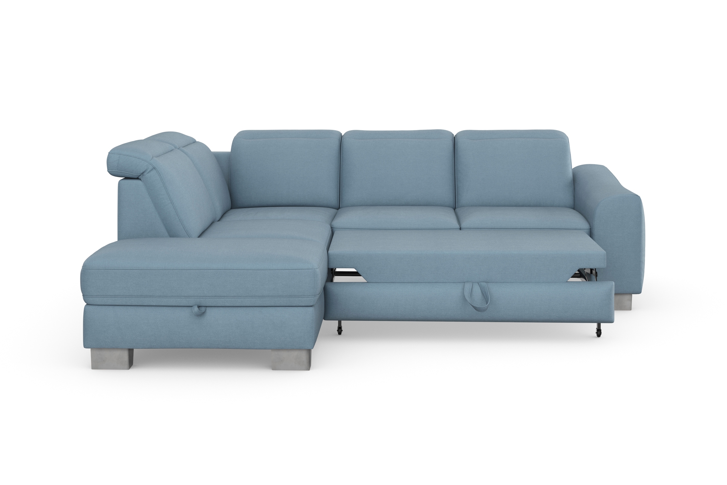 sit&more Ecksofa »Dundee L-Form«, mit Federkern und Edelstahlfüssen, wahlweise mit Kopfteilverstellung