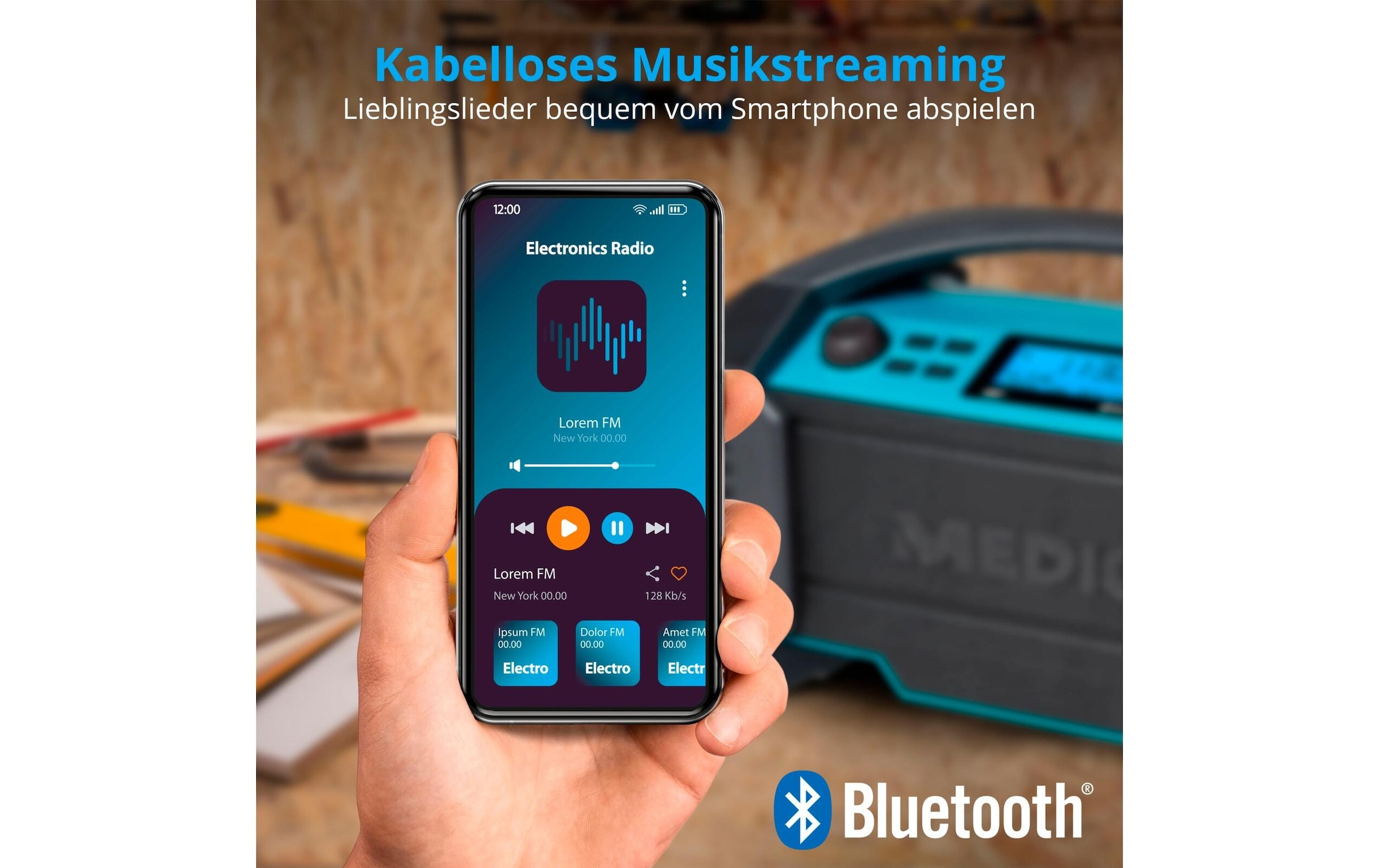 Medion® Baustellenradio »LIFE E66050 Blau«, (Bluetooth Digitalradio (DAB+)-FM-Tuner)