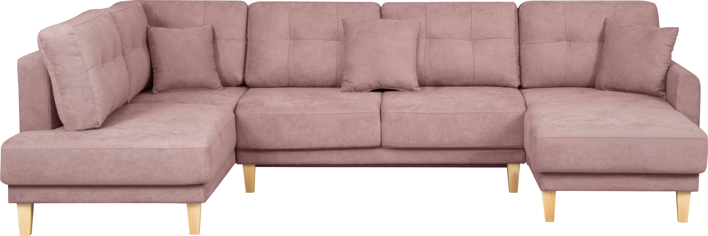Home affaire Wohnlandschaft »TRIPLO U-Form wahlweise mit Schlaffunktion, B/T/H: 310/192/90 cm«, Schlafsofa, auch mit Bettkasten, Steppung im Rückenkissen