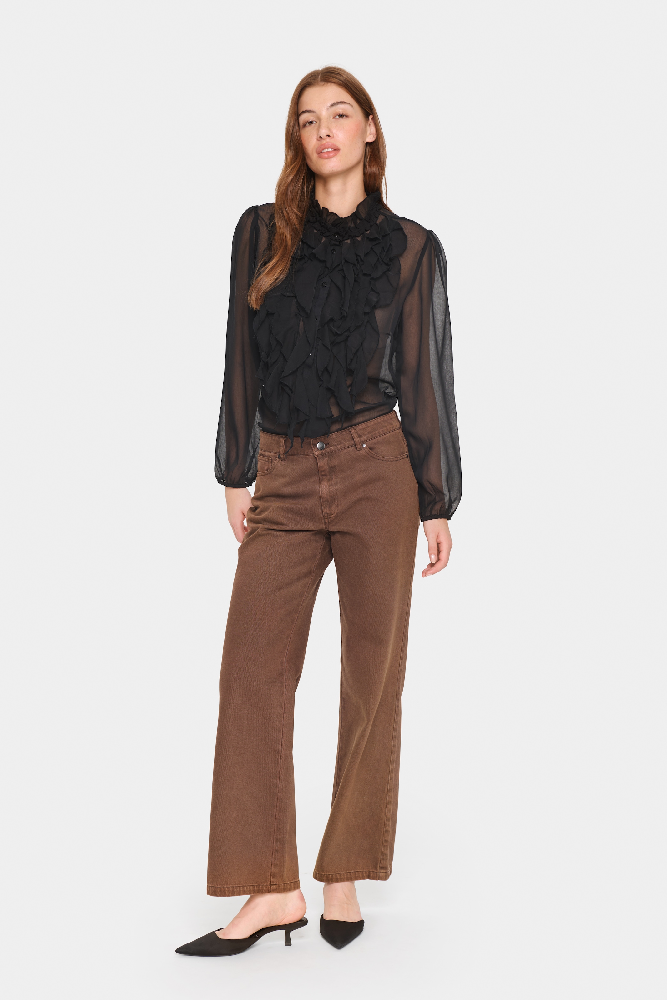 Saint Tropez Rüschenbluse »LiljaSZ Crinkle LS Shirt«